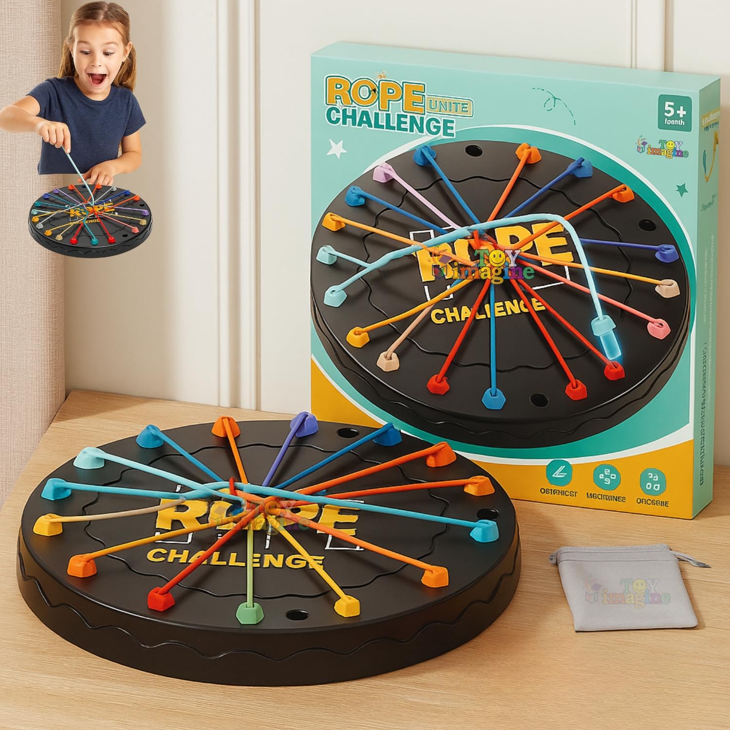 Toy Imagine Rope Logic Puzzle Game | Brain Teaser Untangling Challenge for Kids & Adults | Multi-Level Strategy Board Games for Family Play, Travel Fun | Motor Skill & Problem-Solving Development