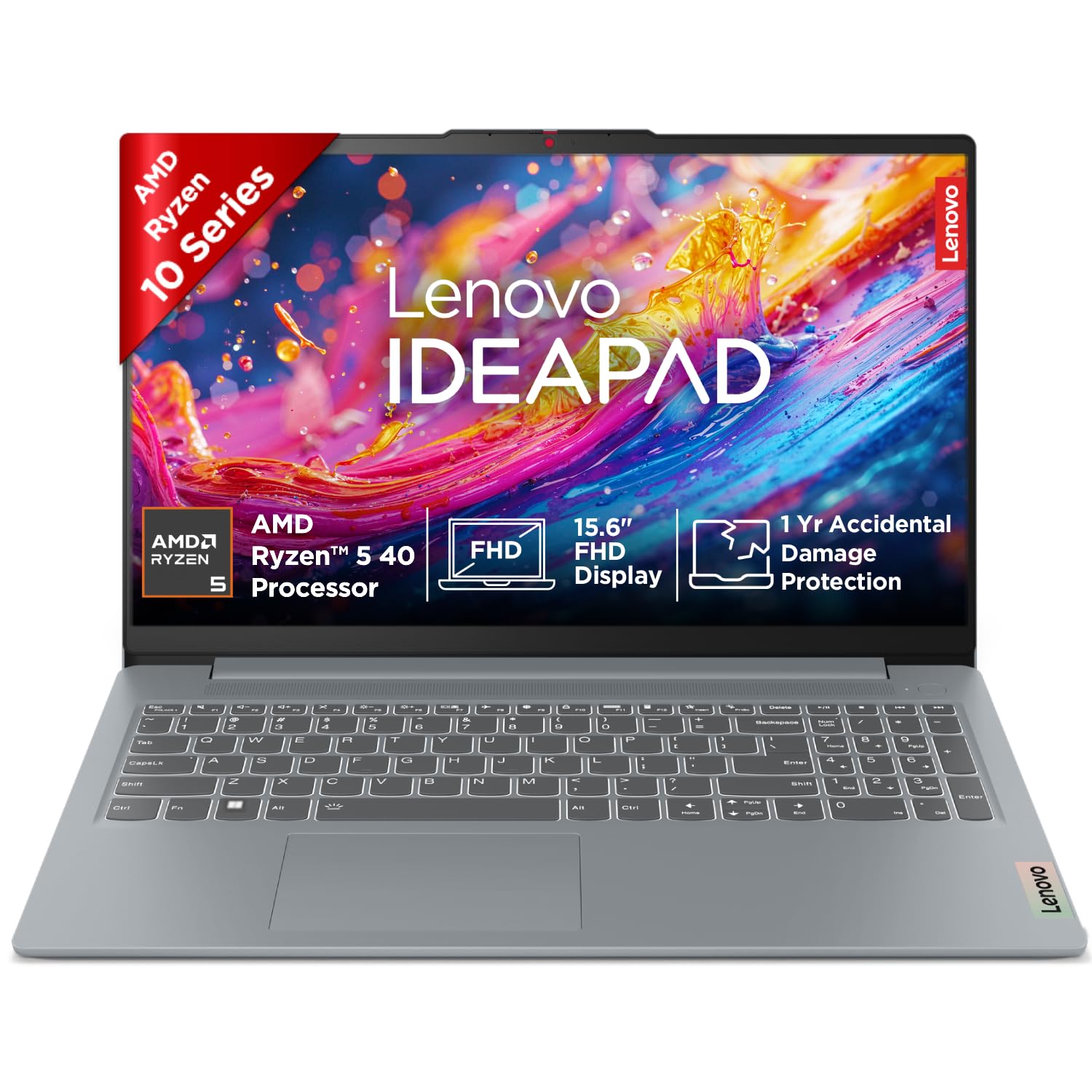 Lenovo IdeaPad Slim 3 AMD Ryzen 5 40 15.6″ (39.6cm) FHD Thin and Light Laptop (16GB RAM/512GB SSD/Backlit Keyboard/Windows 11/Microsoft 365 Basic + Office 2024/Grey/1.6Kg), 82XQ01HQIN