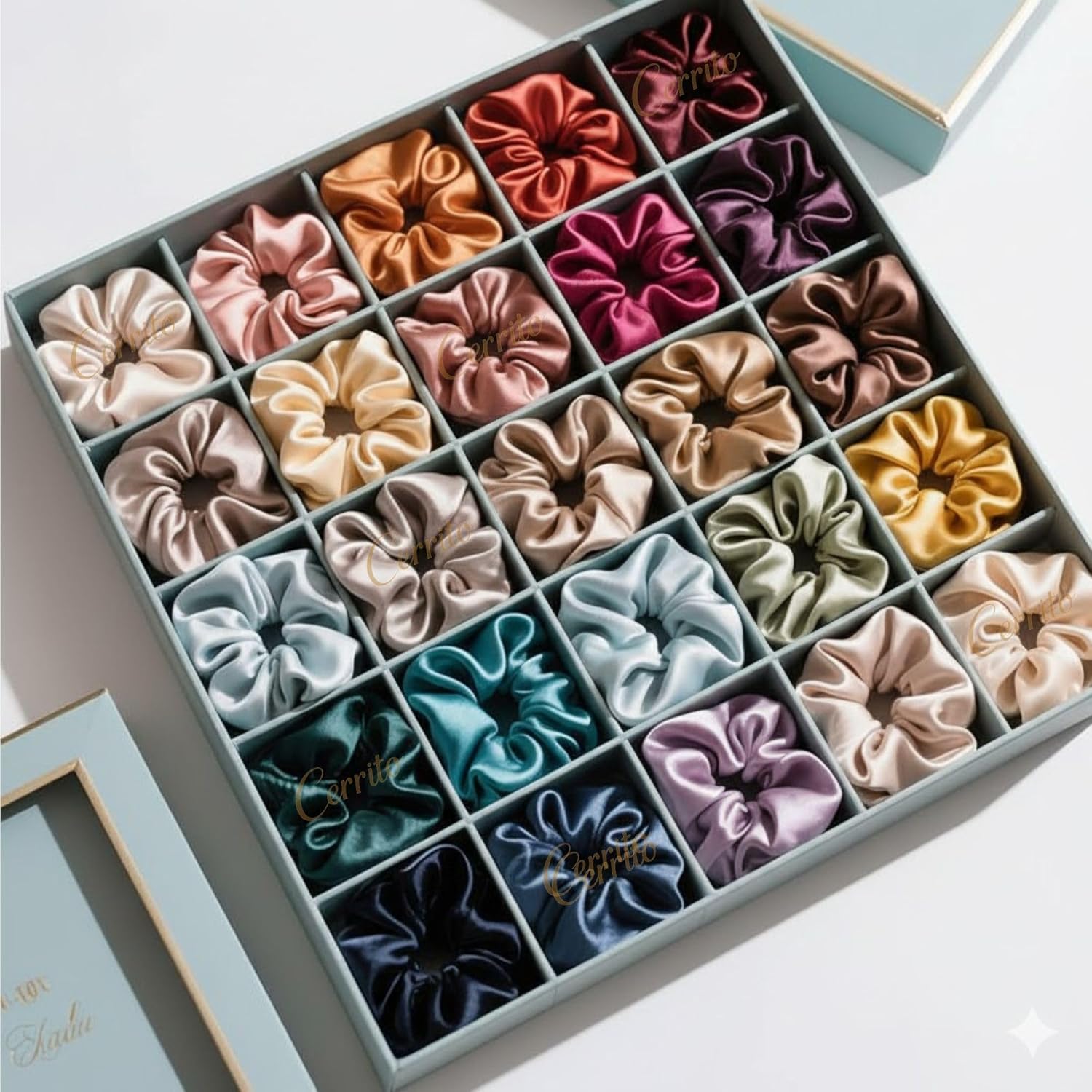 Cerrito Satin Hair Scrunchies for Women & Girls, Soft, No-Crease, Gentle Hair Ties for Thick, Curly, Straight, Smooth Silk-Feel Elastic Scrunchy Set for Styling (Multi – 12 Pcs, No Box Include)