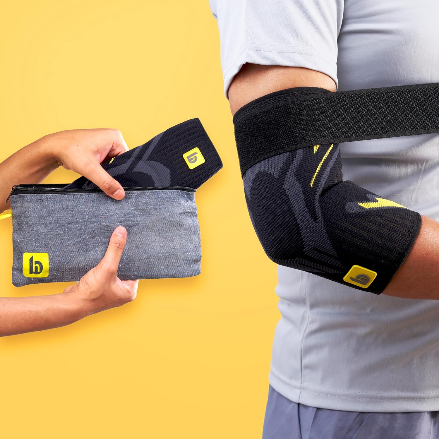 betterhood Premium Elbow Support (1 Piece, M), with EasyMove StableMax Design for Gym, Sports, Day-long Use | Compression Elbow Sleeve for Tennis Elbow, Bursitis, Tendonitis, Arthritis, Injury Recovery