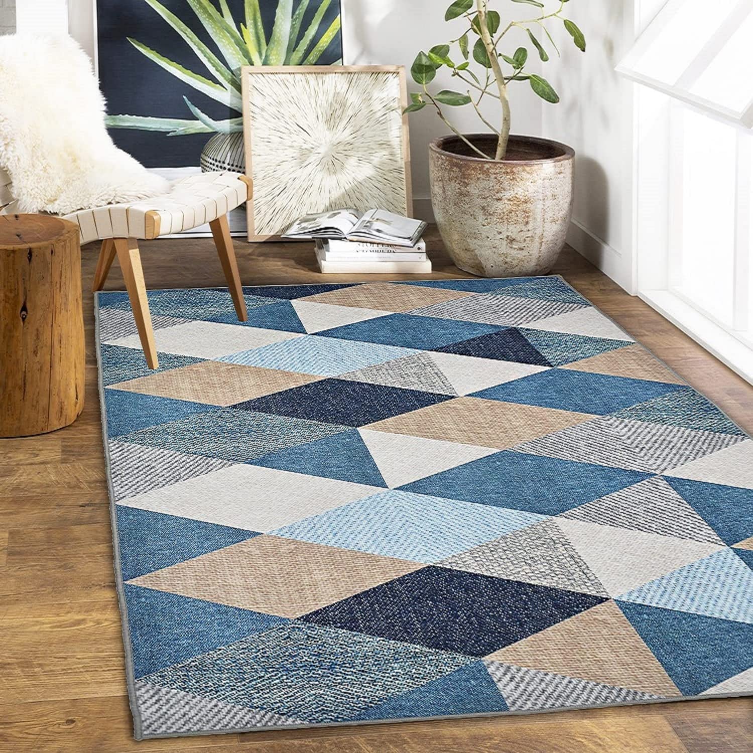 ishro home Carpet for Hall, Premium Rug for Living Room, Carpet for Bedroom/Living Area/Home with| Anti Slip Backing | Machine Washable (Crystals, 3×5 fts)