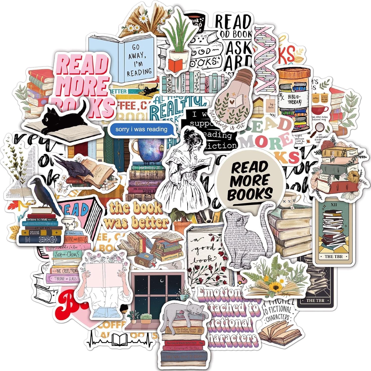 Titu Ki Baatein 50 PCS Book Stickers for Kindle, Bookish Reading Kindle Stickers Pack for Books, Water Bottles, Laptops, Book Lover Sticker Accessories Gifts for Kids Teens Adults