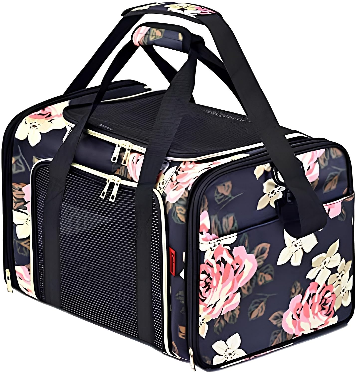KIKA Pets Goldfinch Cat Bag Carrier | Small Dog Puppy Bag Carrier | Airline Dimension Approved Akasa – Medium Size (18 x 9.8 x 9.9 inches), French Peony Print