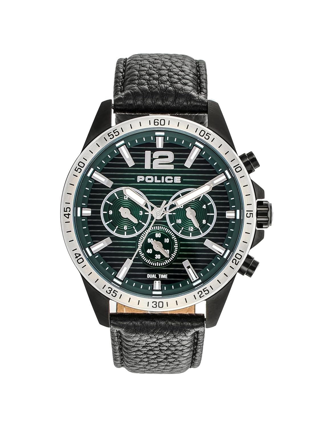 Police Quartz Multifunction Green Dial Black Leather Strap Watch for Men – PLPEWGF0040141