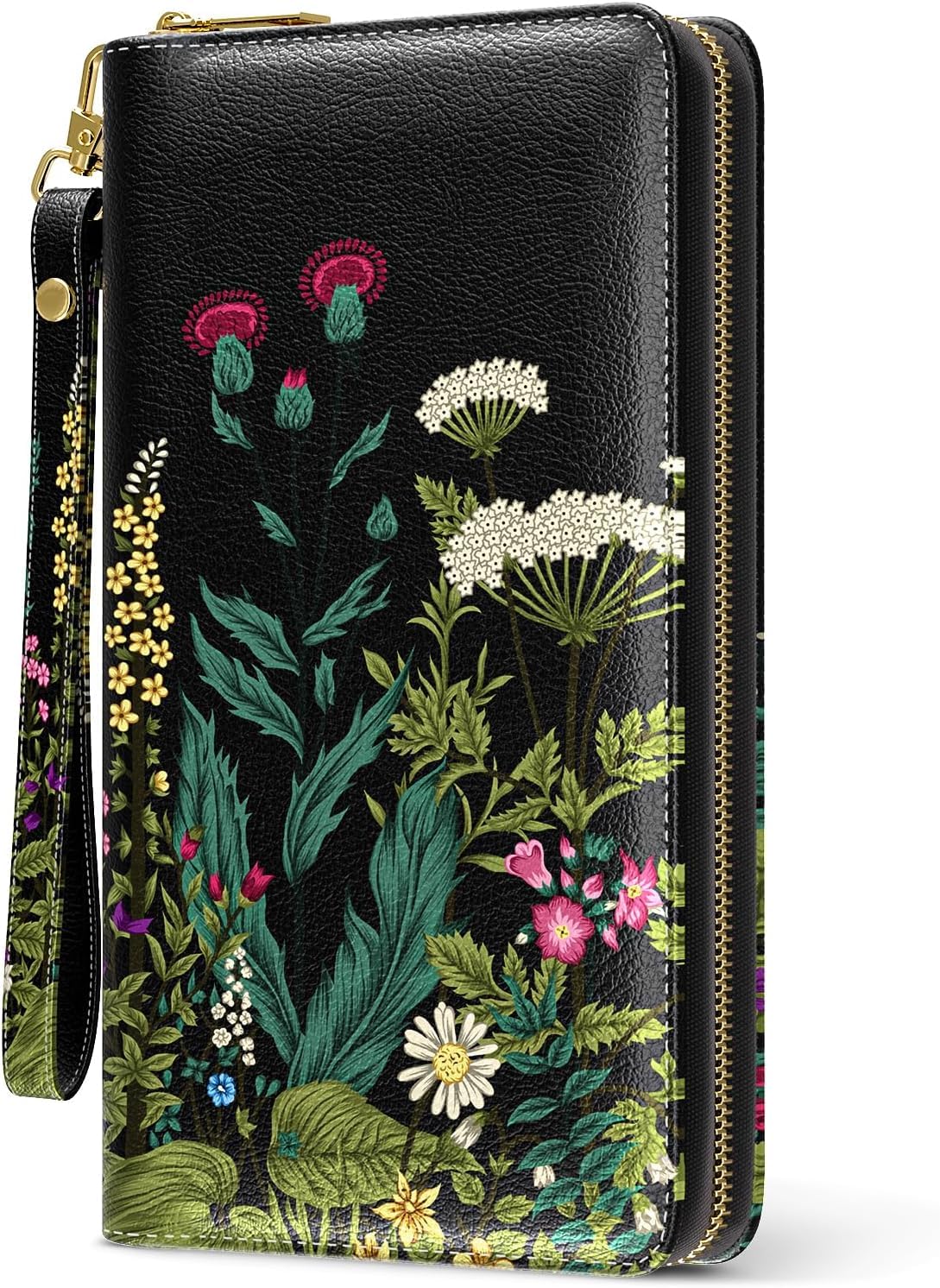 Valerie Womens Wallet, RFID Wristlet Wallet for Women, Cute Ladies Purse, Large Credit Card Clutch Purse, Leather Card Holder Wallets with Zipper & Phone Holder (Black)