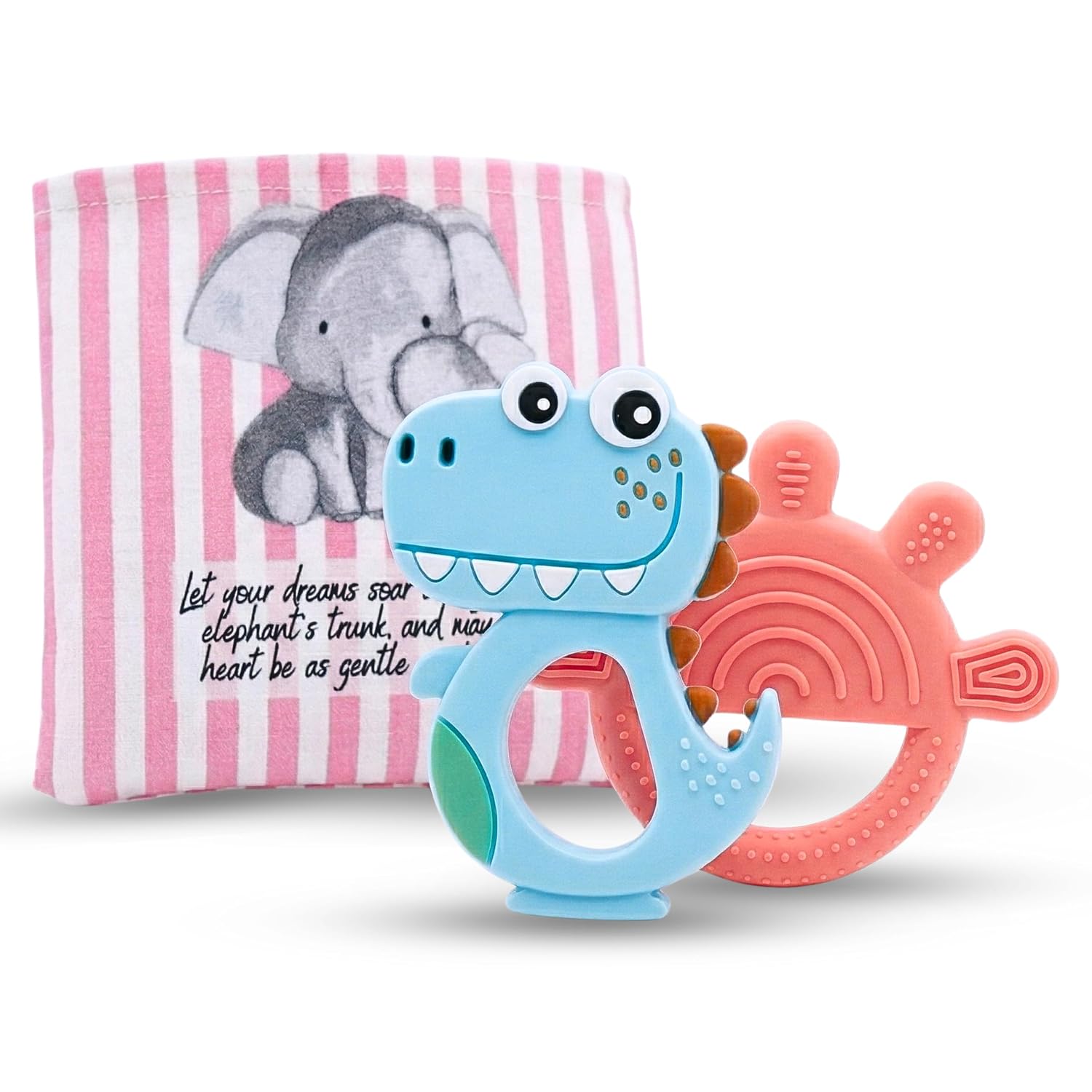 Seraphina Silicone Baby Teether for 6 to 12 Months Soft- Set of 2 | BPA Free Teether for Baby | Teething Toy for Toddlers | Gum Pain Relief Teether Set | Baby Chew Toys