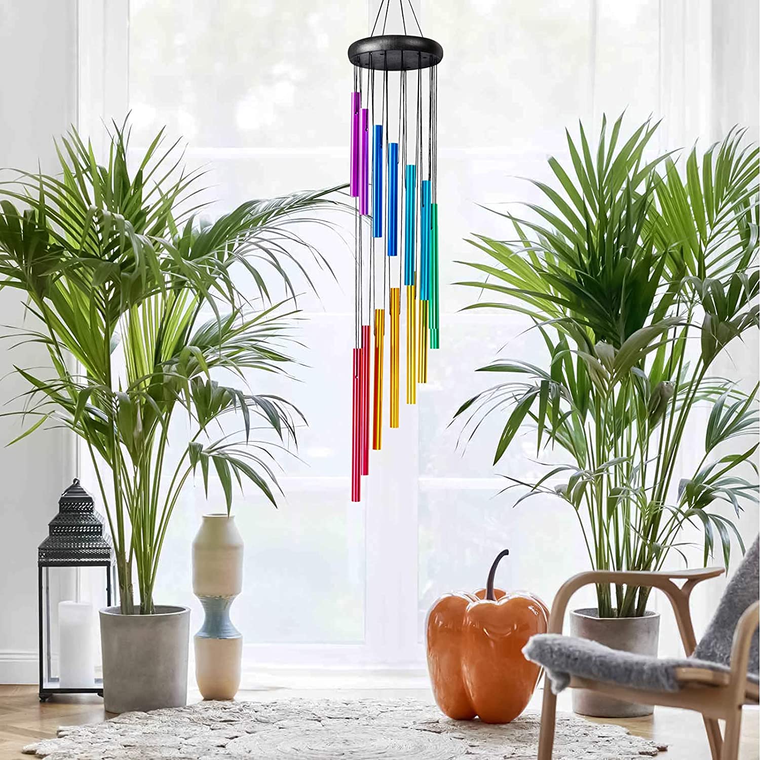 NATURE’S MELODY Wind Chimes for Home Positive Energy | Wind Chimes for Balcony Bedroom with Sweet Sound |Multi Color Aluminum Chime Gives Unique Relaxing Sound (36 inches)