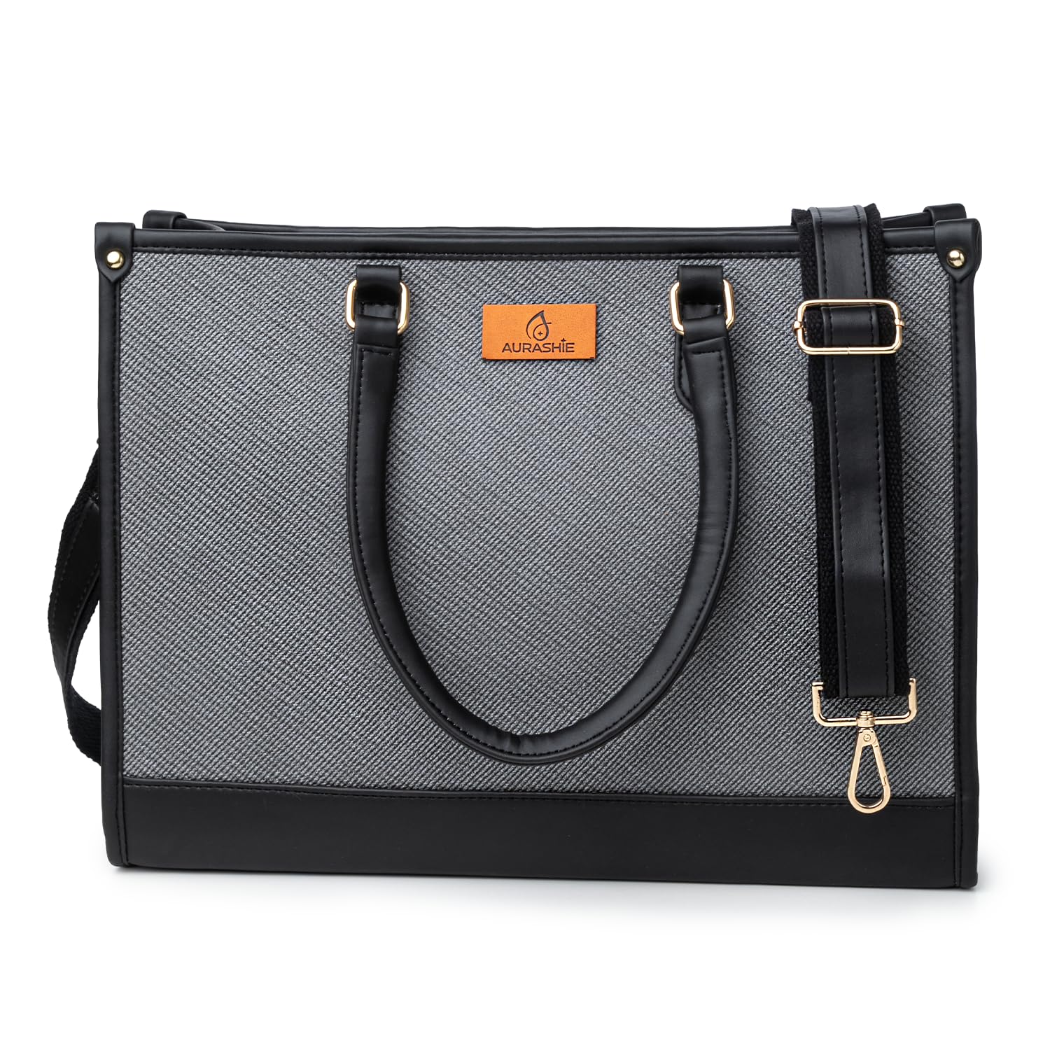 Texura Power Move Tote — Textured Vegan Leather Laptop Tote Bag for Women, 15 Inch Office Handbag with Padded Laptop Compartment & Inner Zipper Pocket, Structured Work Bag