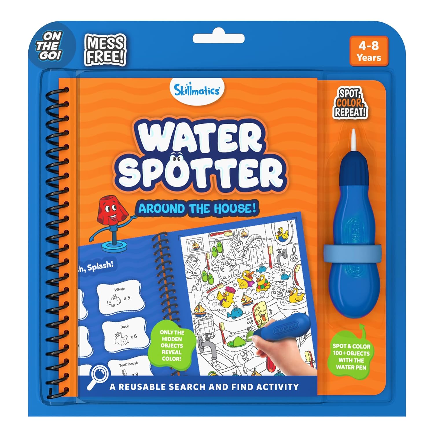 Skillmatics Reusable Search & Find Book – Water Spotter, Mess-Free, Fun Learning Activity, Travel Toy, Gifts for Boys & Girls Ages 4, 5, 6, 7, 8 | Paint with Water Kit, Fun Learning Activity, Screen-Free Travel Toy, Gifts for Boys & Girls Ages 4, 5, 6, 7, 8