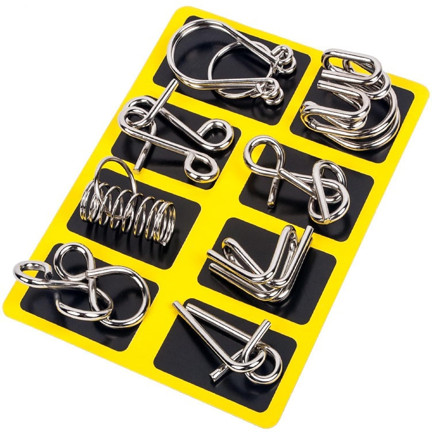 Augen Brain Teasers Metal Wire Puzzle Toys, IQ Tester, Brain Games for Kids and Adults, Fun Fidget Puzzles, Train Your Brain, Disentanglement Puzzle Unlock Interlock Toys (8 Pieces, Model- B)