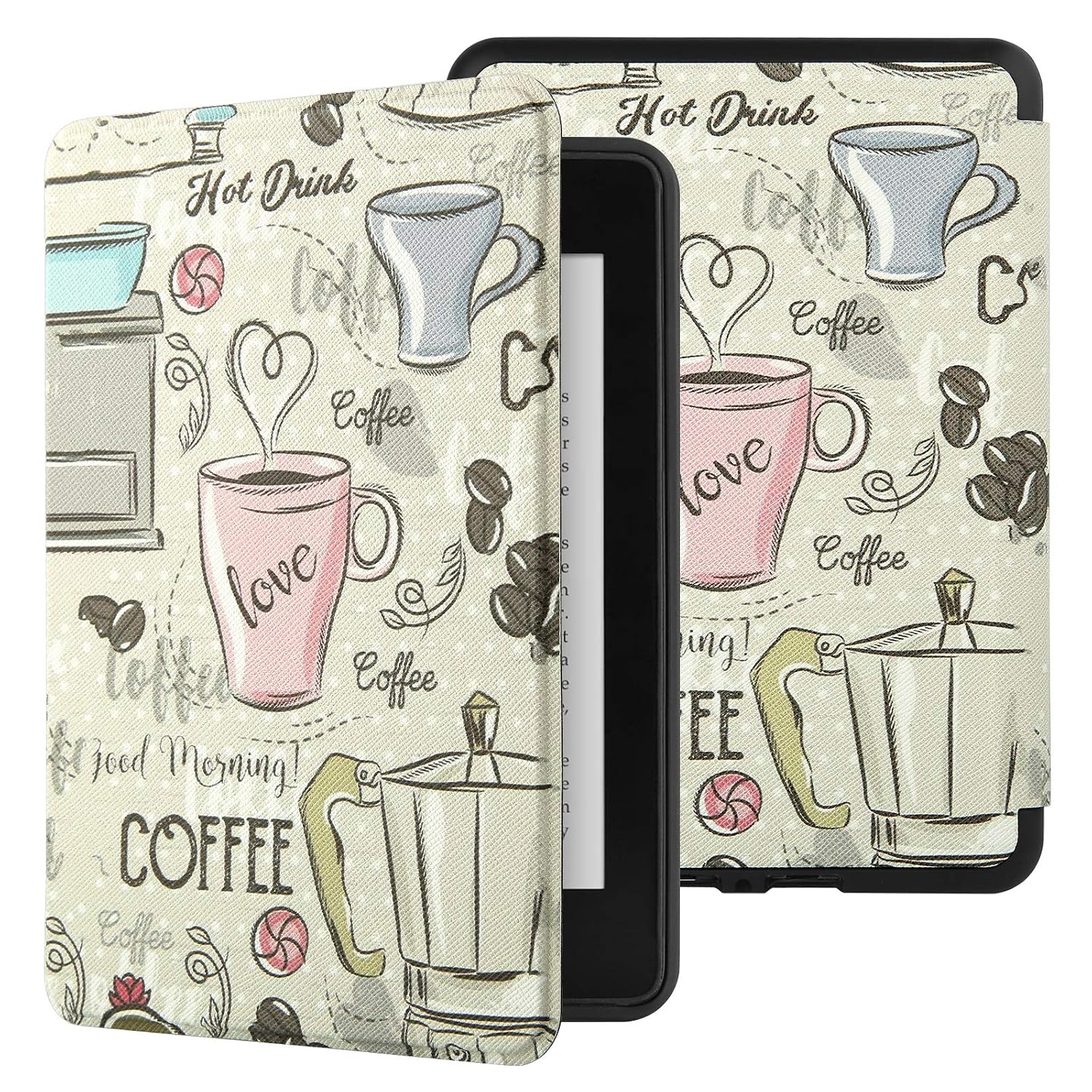SwooK Classic Printed Magnetic Flip Cover Case for All New Amazon Kindle 10Th Generation 2019 Release Model: J9G29R Flip Case Smart Folio Cover Case (Not for 10Th Gen 2018 Kindle) (Coffee)