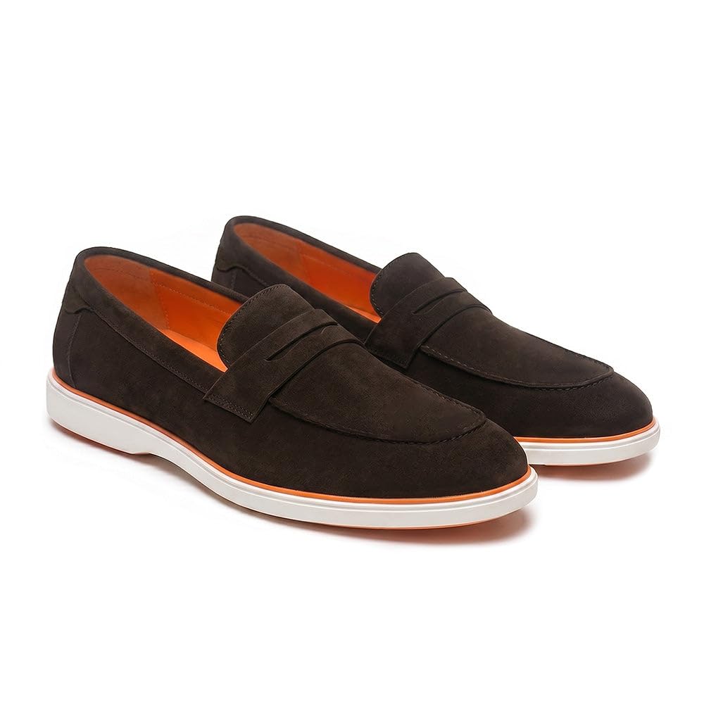 HAYES LONDON Italian Suede Leather Loafers for Men | Casual Slip-On Shoes | Breathable & Lightweight Summer Wear | Comfortable Walking Shoes