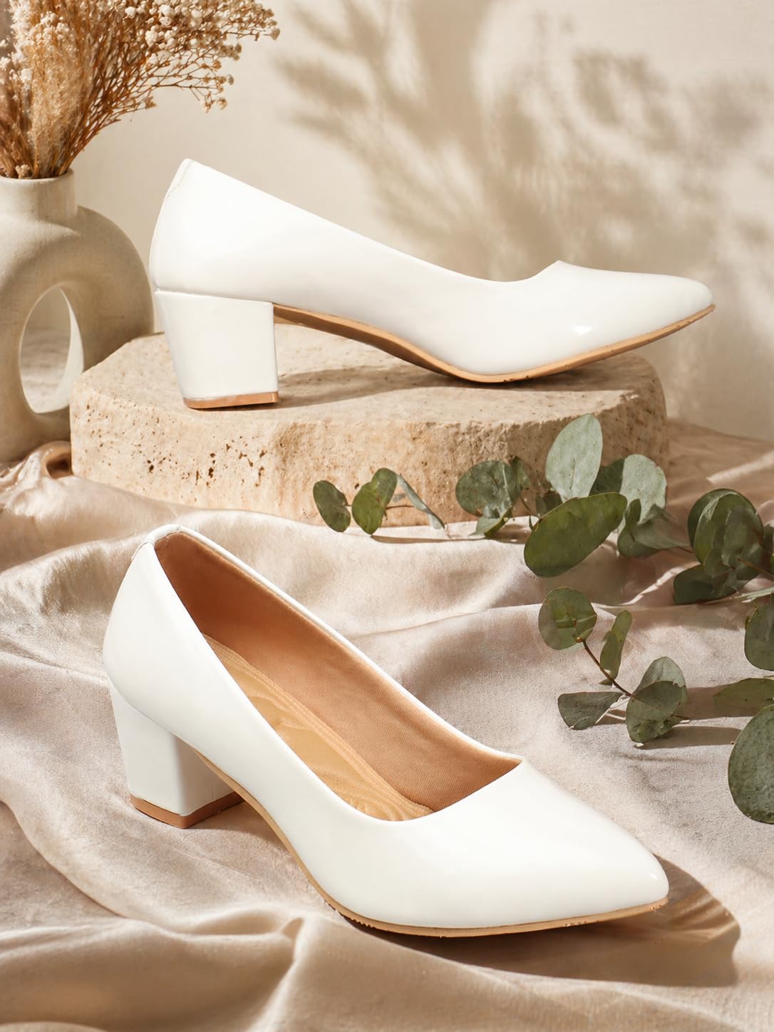 Women Block Heel Pumps | Comfortable Office Wear Heels | Stylish Slip-On Casual Heels for Women