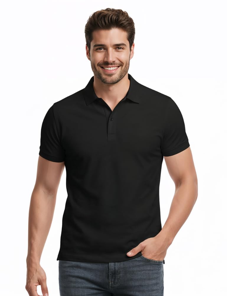 Men’s Polo T Shirt | Premium Cotton Rich Solid Regular Fit | Collar Neck Half Sleeve | Casual Office Polo Tee