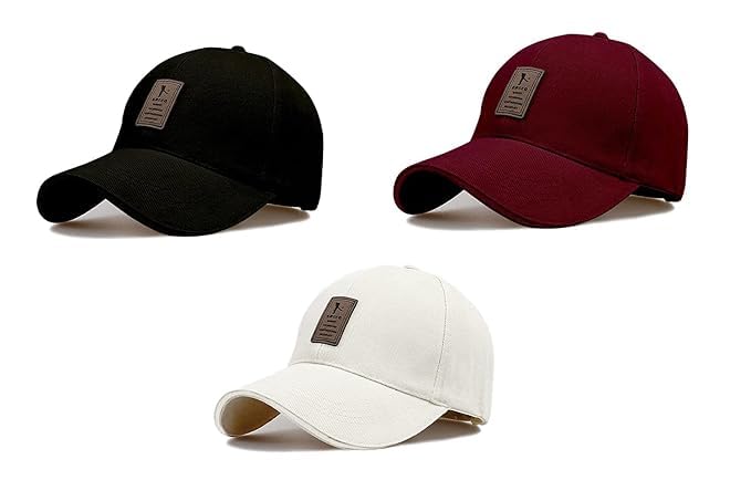 rytoria Combo 3 Pcs Cap for Men and Women Unisex Cotton Caps Adjustable Strap Free Size Summer Sports Cricket Gym Dance