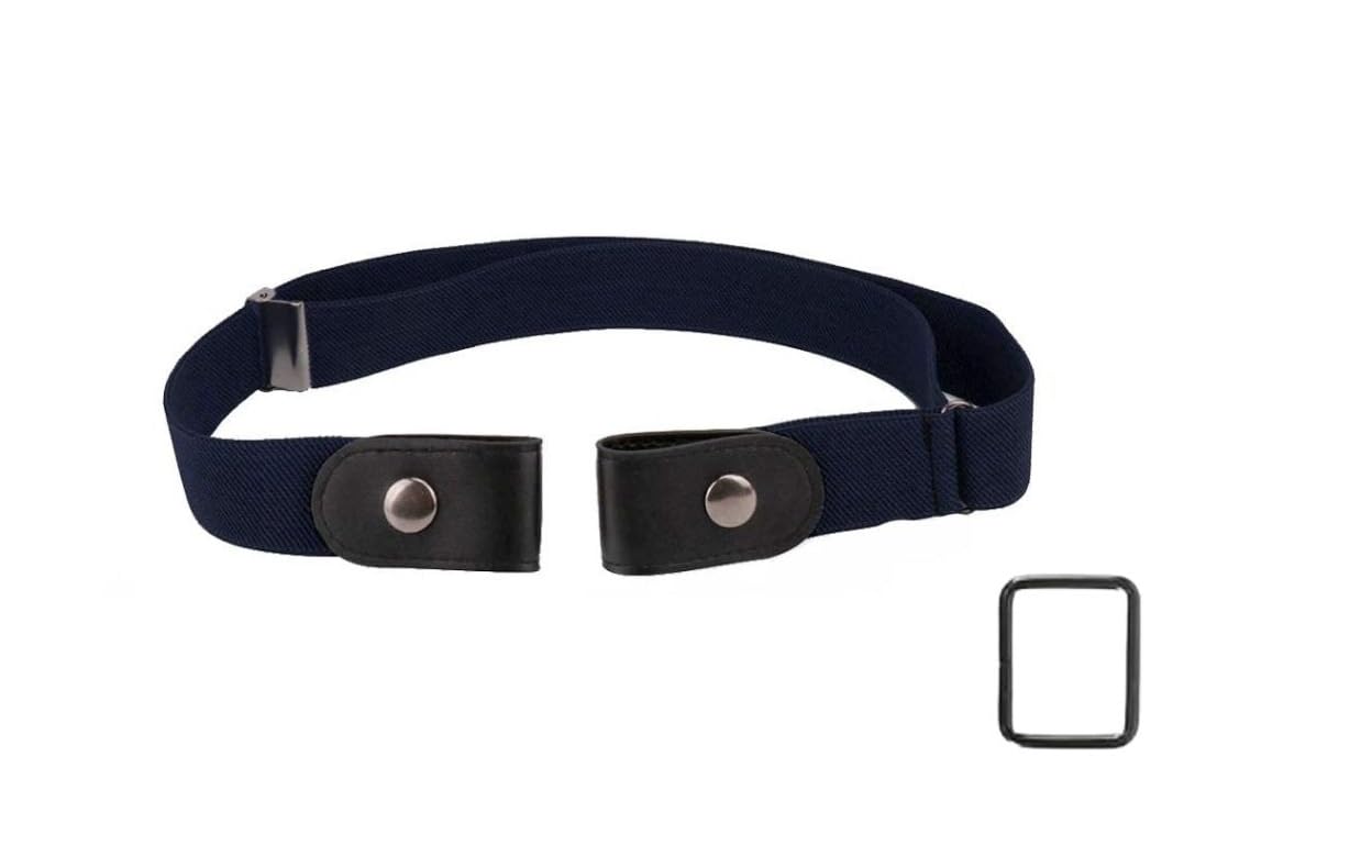 Toxen Invisible Buckle-less Jeans Belt with Ring Adjustable Buckle Free Waist Belt Elastic Belt for Jeans Pants Skirts Women or Men
