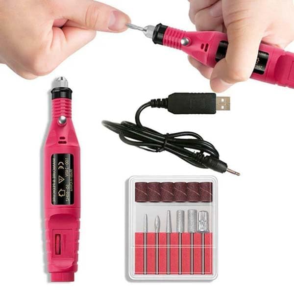URBAN BOX Electric Nail Drill Machine Kit, USB Powered, Pink, 6 Bits Set for Manicure and Pedicure Nail Drill Machine 20000 RPM Professional Nail Drills for Acrylic Nails Gel E-file Nail File for Salon and Home Beginners DIY Use