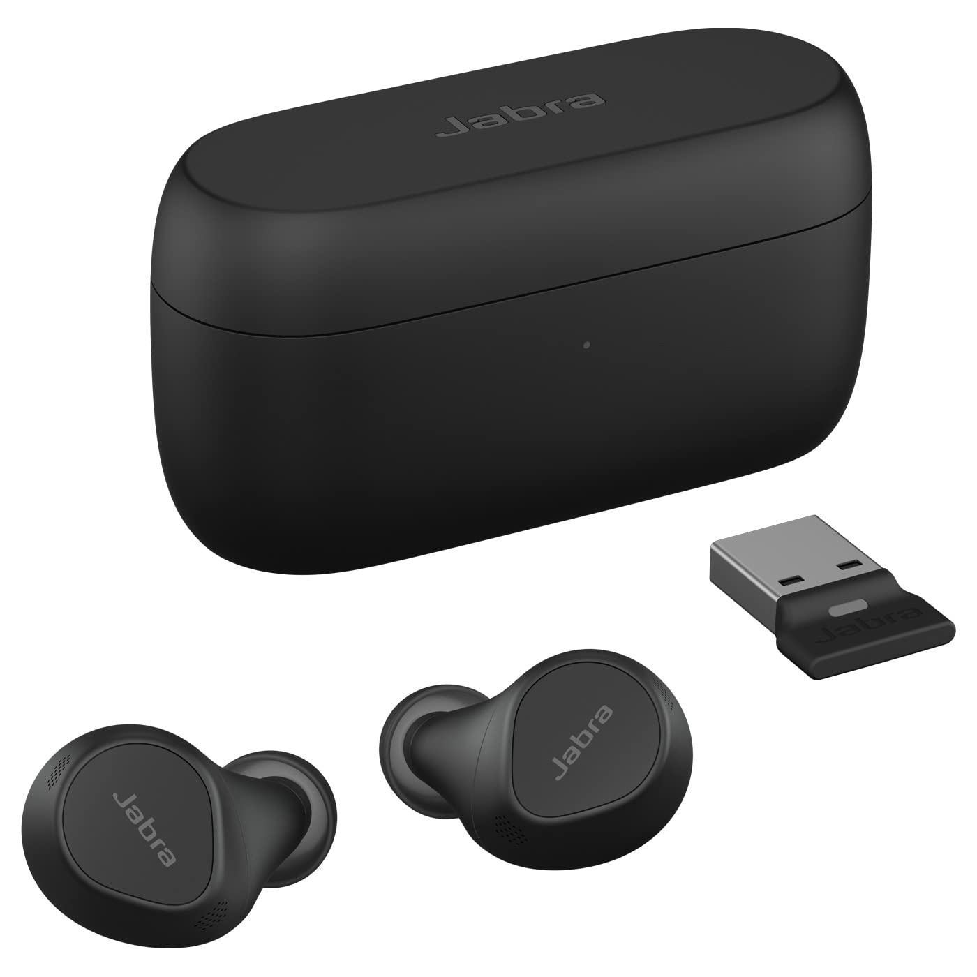 Jabra Evolve2 Buds UC True Wireless Bluetooth Earbuds with USB-A Adapter, Active Noise Cancellation, 6-Mic Technology, Hybrid Work Certified, 33-Hour Battery Life – Black