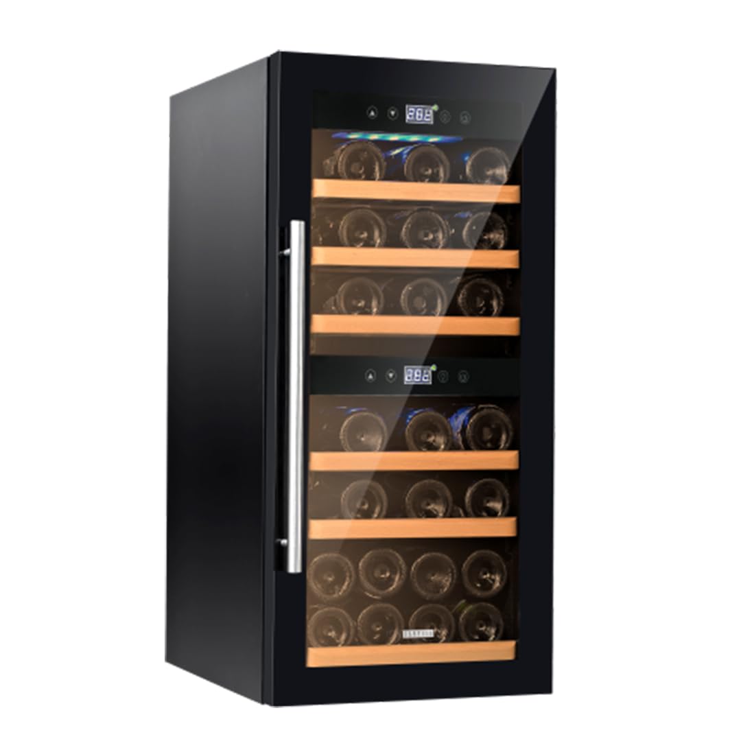 Carysil Wine Chiller CW-24, 80 L, Dual Zone Wine Cooler Refrigerator for up to 24 Bottles, 3-20°C Temperature Control, LED Touch Controls & Anti-UV Glass