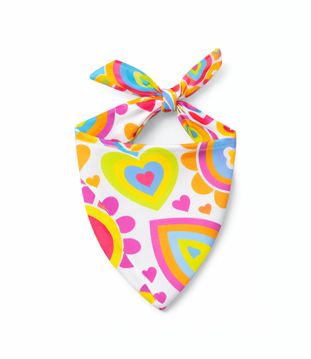 CutiePaw Polyester Bandana for Dogs and Cats | Comfortable Bib | Dog Scarf | Adjustable & Comfortable Dog Bandana | Pet Triangle Scarf | Accessory for Dogs Large, Medium & Small, White, Pink, 1 Count