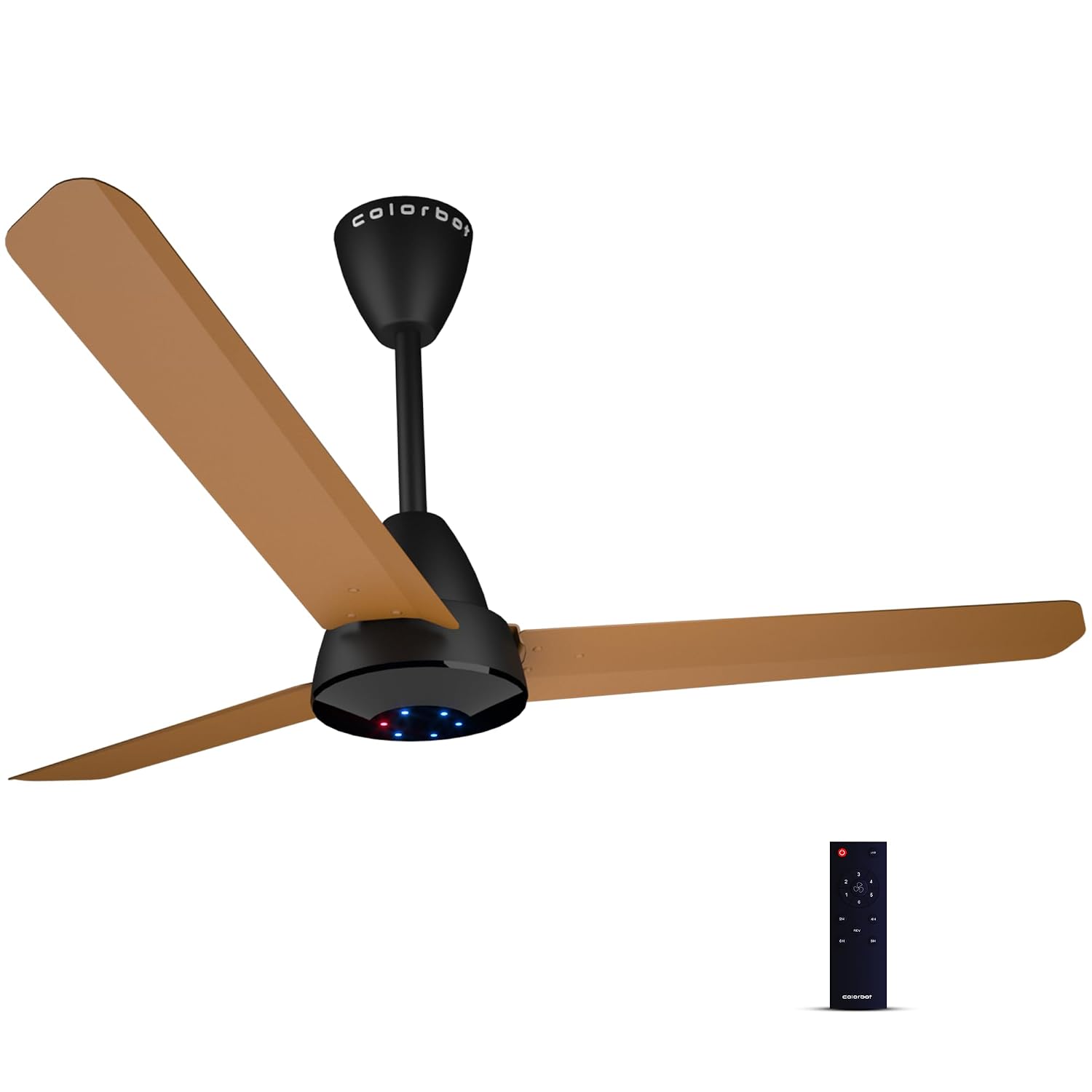 Colorbot Helix BLDC Ceiling Fans 1200mm | BEE 5 Star Rated Power Saver | AeroQuiet+ Technology | 370 RPM | Remote Control (Boost, Timer, LED, Reverse Mode) | 4 Years Warranty (Urban Oak)