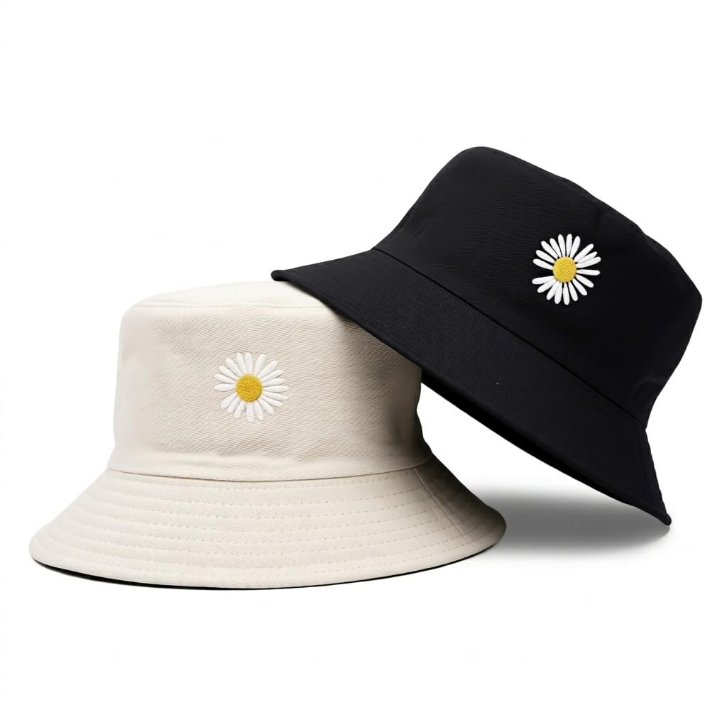 PALAY Women Bucket Hat Foldable Cotton Sun Beach Hat Fisherman Hat Casual Outdoor Cap Lovely Bomber Hats for Women Men Boy Girl, Multi-Colour, Free Size