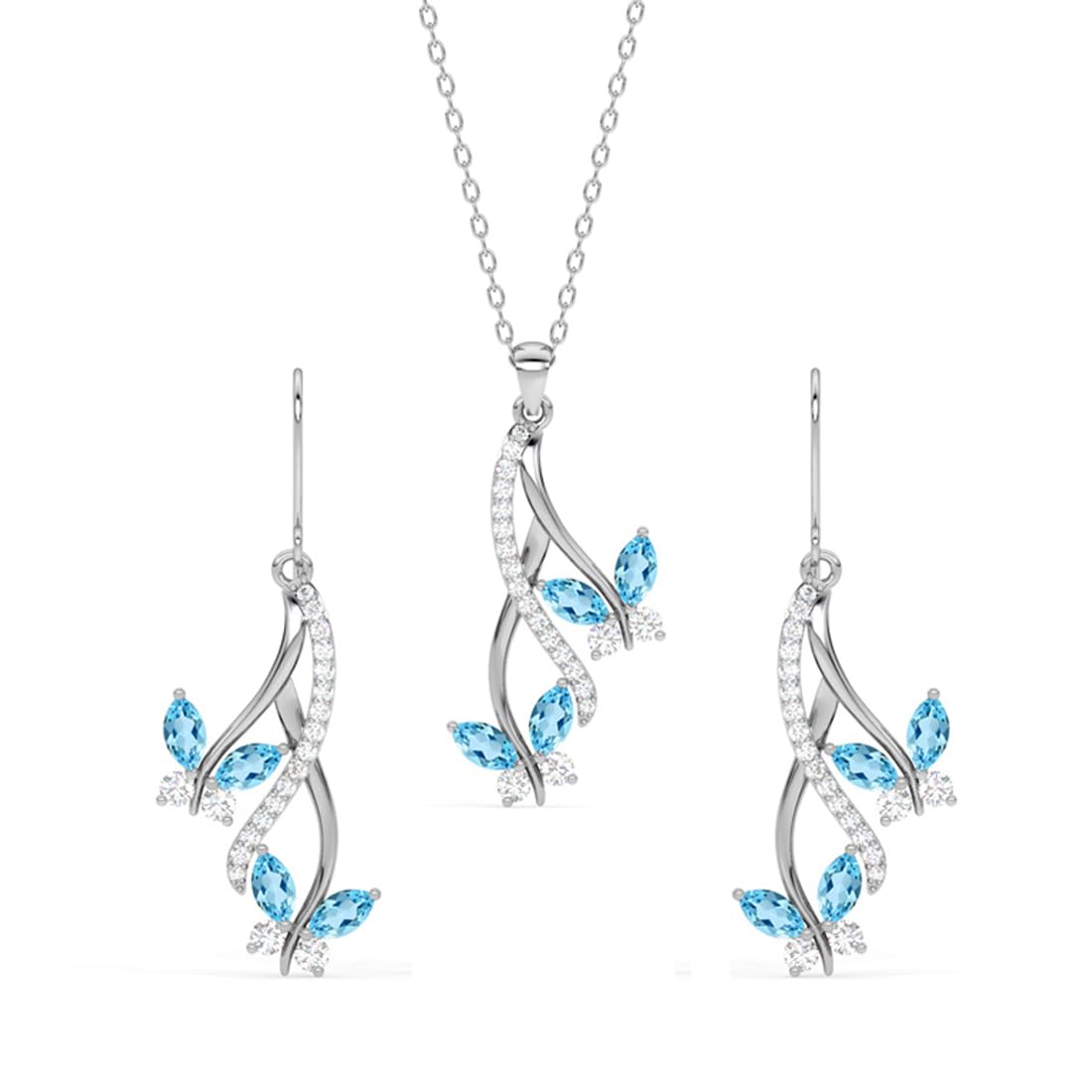 Clara 925 Silver Butterfly Pendant Earring Chain Bracelet Ring for Women | Rakhi for Bhabhi | Jewellery Set | Platinum Plated | Swiss Zirconia | Gift for Girls