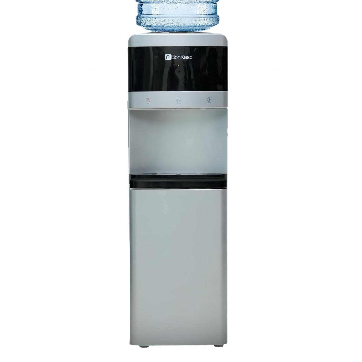 BonKaso Floor Standing Water Dispenser Hot, Cold & Normal Water, Food-Grade ABS Body, Stainless Steel Tank, LED Indicator, Child Lock, Removable Drip Tray, 1-Year Warranty (Silver-Black), 5L