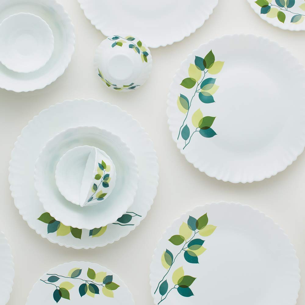 Larah by Borosil 35 Pieces Opalware Dinner Set for Family of 6