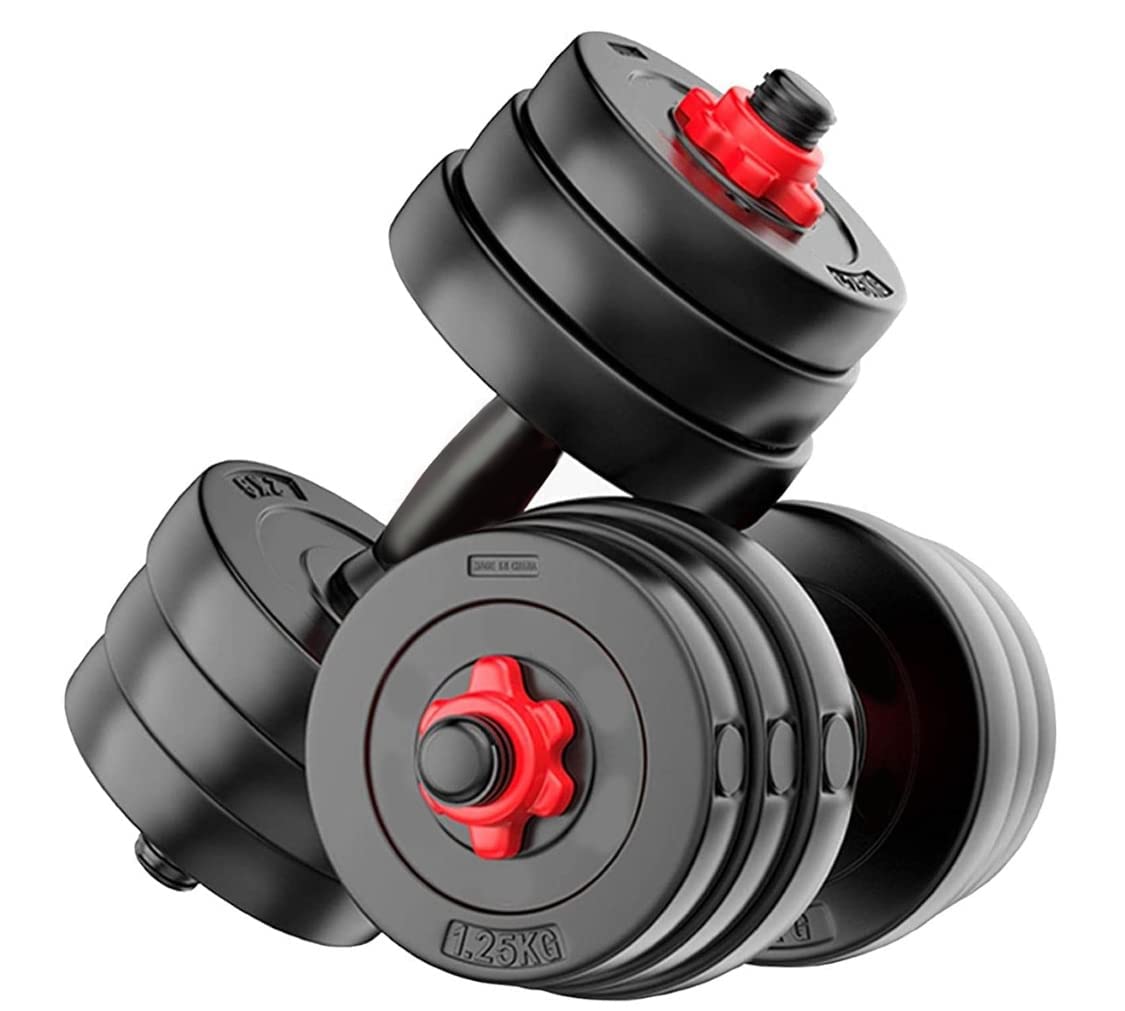 Star X PRO PVC Adjustable Dumbbell Set 10Kg with 2 Dumbbell Rods 14” Black |Durable, Home Workout Gym Weights for Full Body Strength Training (2.5kg x 4 Plates)
