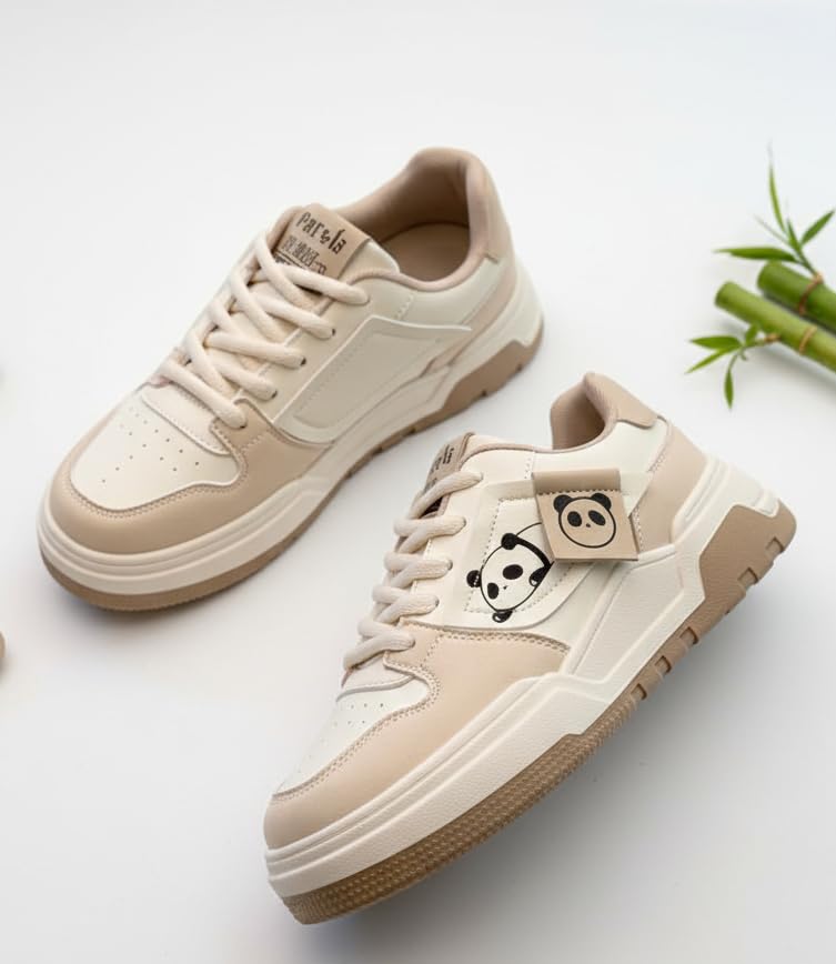 Sneakers for Women Comfortable Synthetic Leather Shoes for Woman, Lace-Up Casual Girls Shoe, Lightweight Sneaker Shoes for Woman
