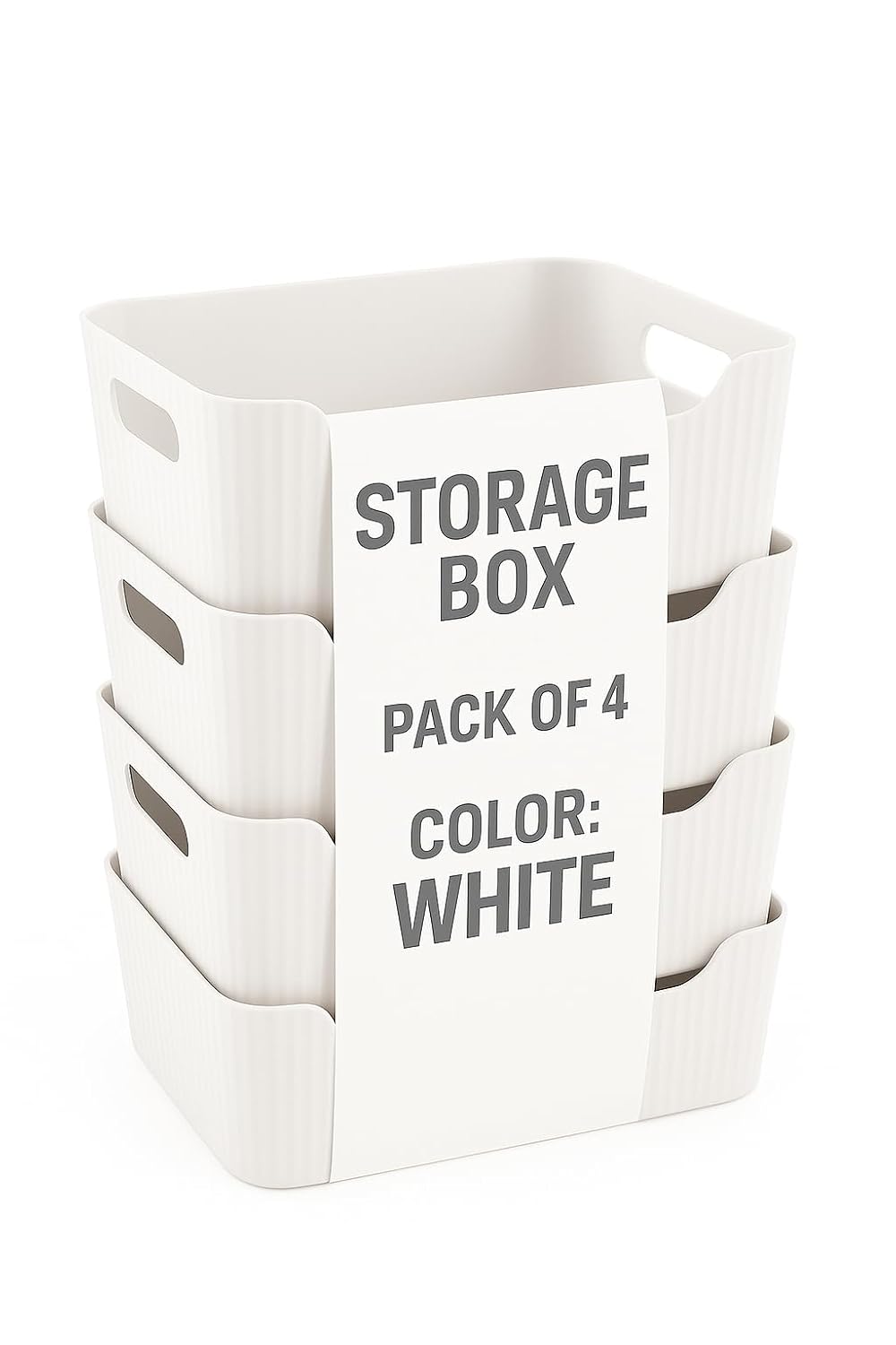 Zuku Storage Box Basket for Storage Plastic Organiser for Storage Bathroom Storage Box Small Plastic Organiser Bathroom Basket Boxes for Toys,Cosmetic,Accessory (White,4Pcs)
