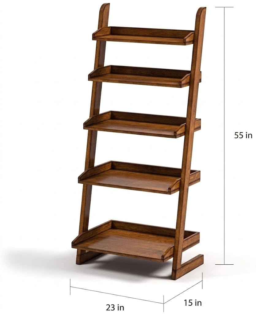 Wooden Ladder Shelf Bookshelf Planter Stand 5 Feet Sheesham Wood Home Decorative for showpiece Floor Shelf
