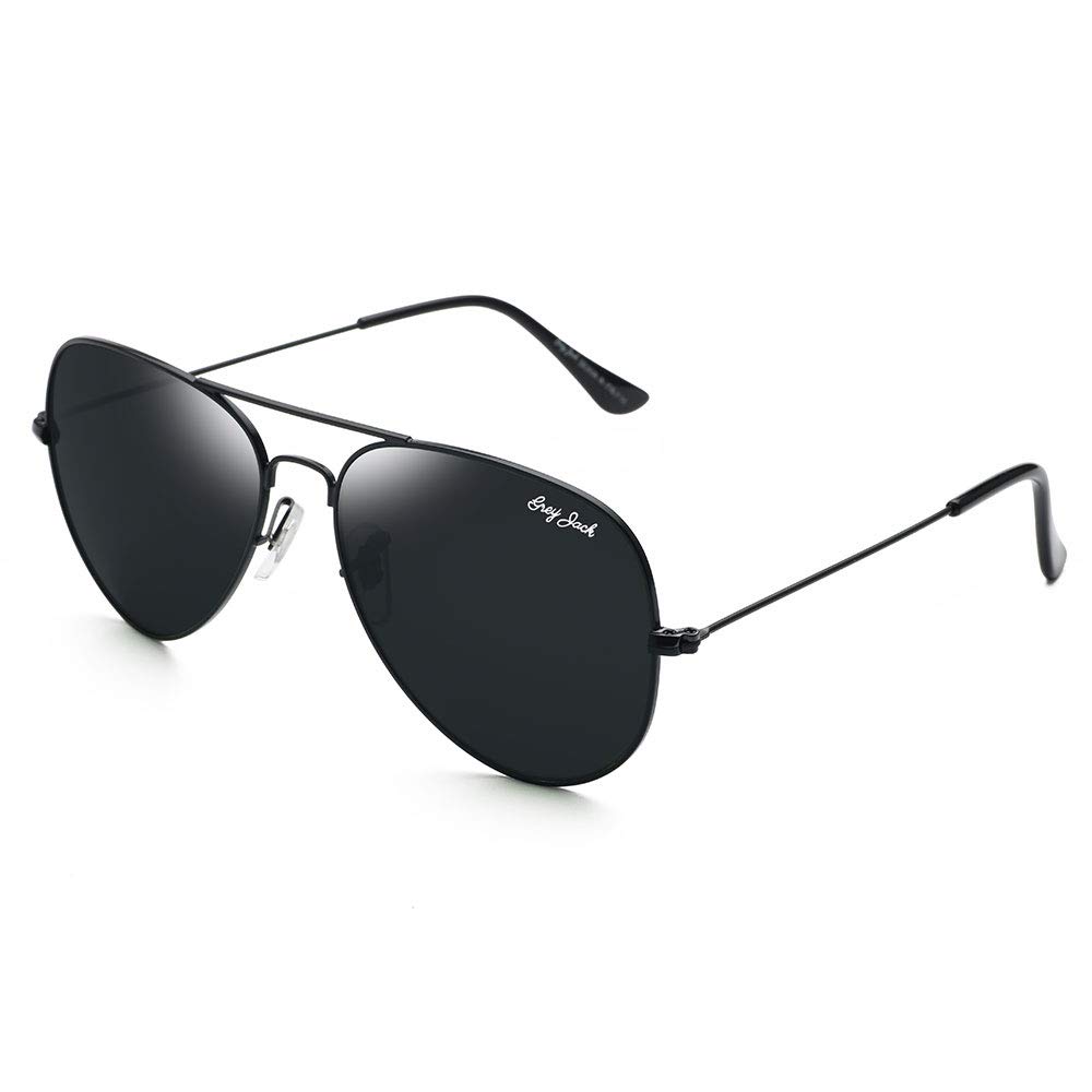 grey jack Aviator Sunglasses,Glass Lens Metal Frame Classic Military Style, 100% UV Protection Eyewear for Men Women 110102