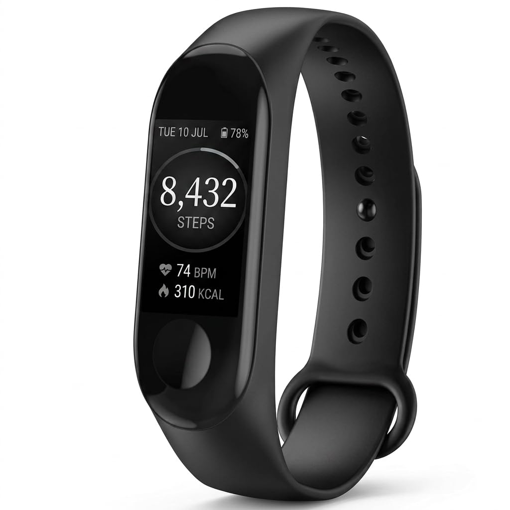Drumstone Smart Fitness Band with OLED Display, Bluetooth Activity Tracker, Heart Rate Monitor, Step Counter, Waterproof Silicone Strap, Rechargeable Fitness Watch for Daily Activity Tracking
