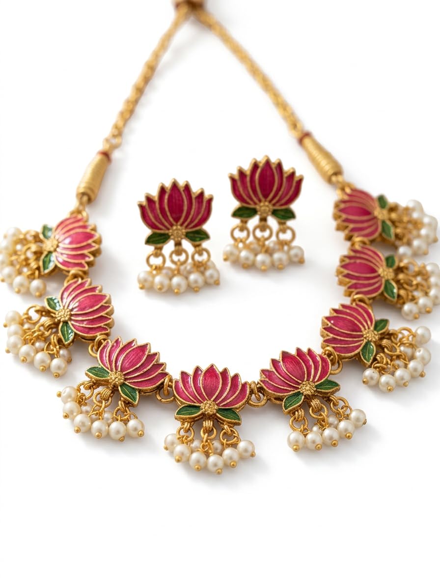 Jewellery Set For Women And Girls With 1 Necklace And 1 Pair of Earrings For Weddings, Occasions, Festive