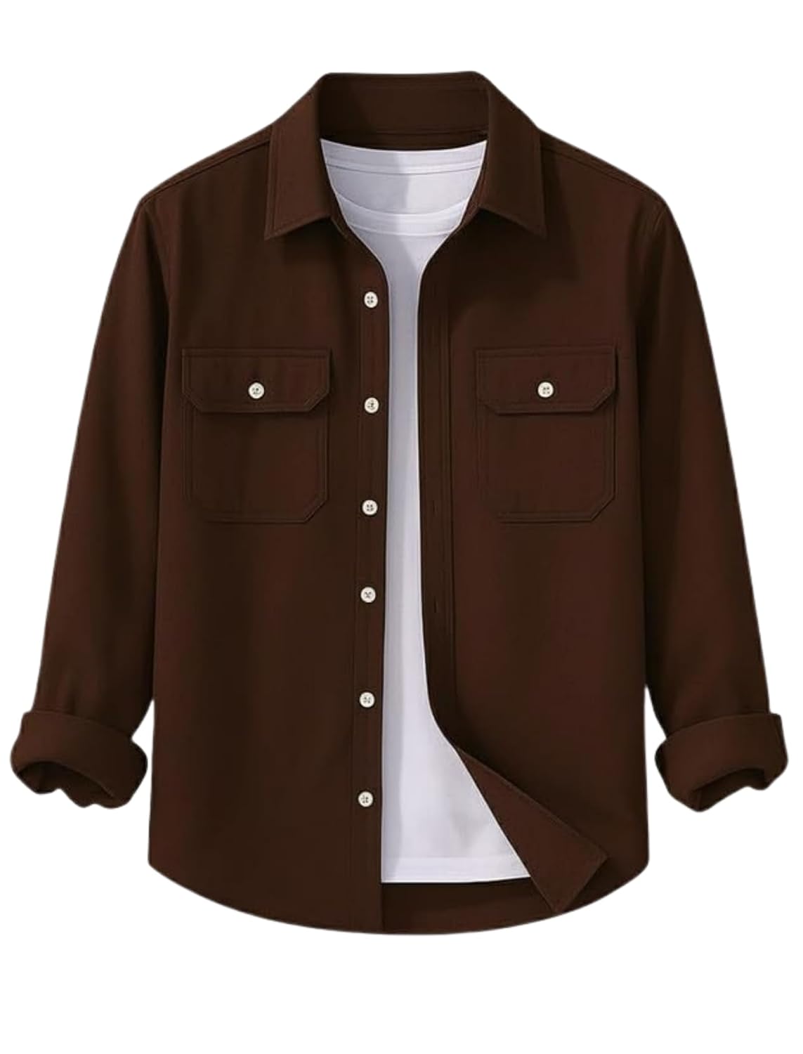 DEELMO Men’s Stylish Cotton Blend Casual Shirt || Full Sleeve Button-Down Shirt with Dual Flap Pockets || Comfortable Breathable Fabric || Perfect for Casual Office and Outing Wear