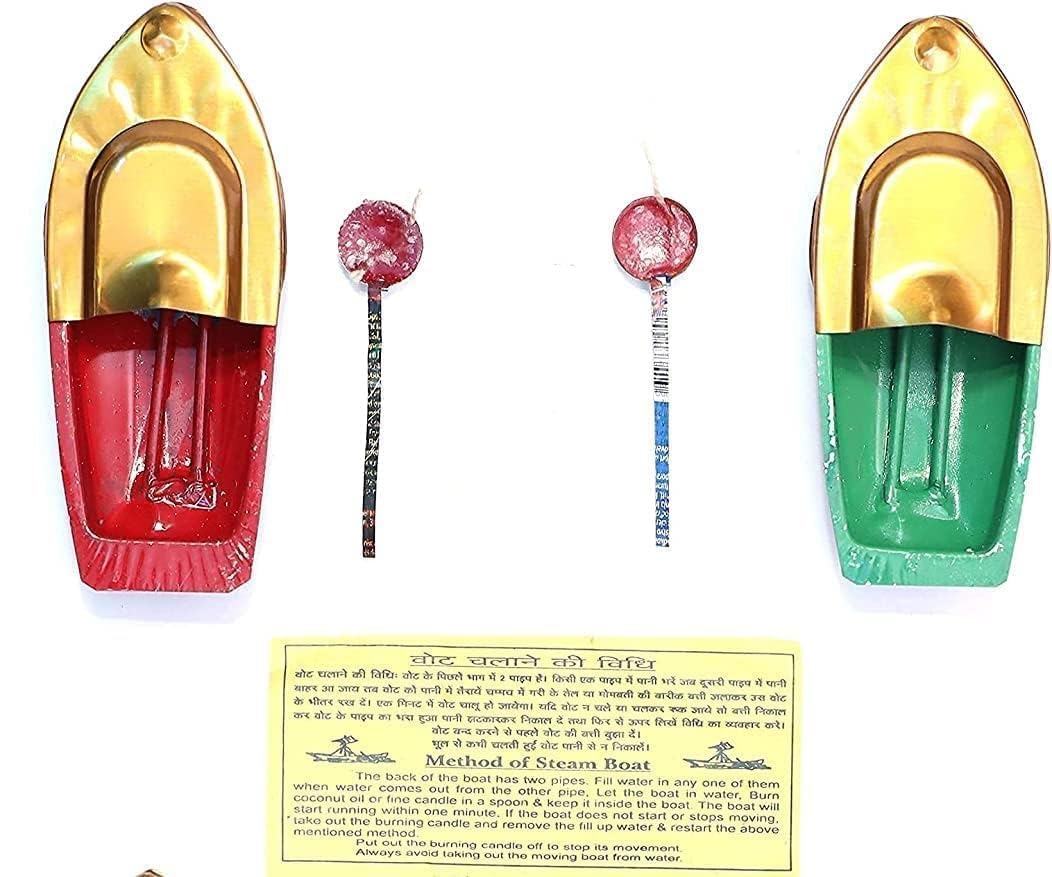 JAGMOOLYA Products Classic Put Handmade steam Toy Boat naav Janmastami Decoration (Random Color)- Multi Color (Pack of 1
