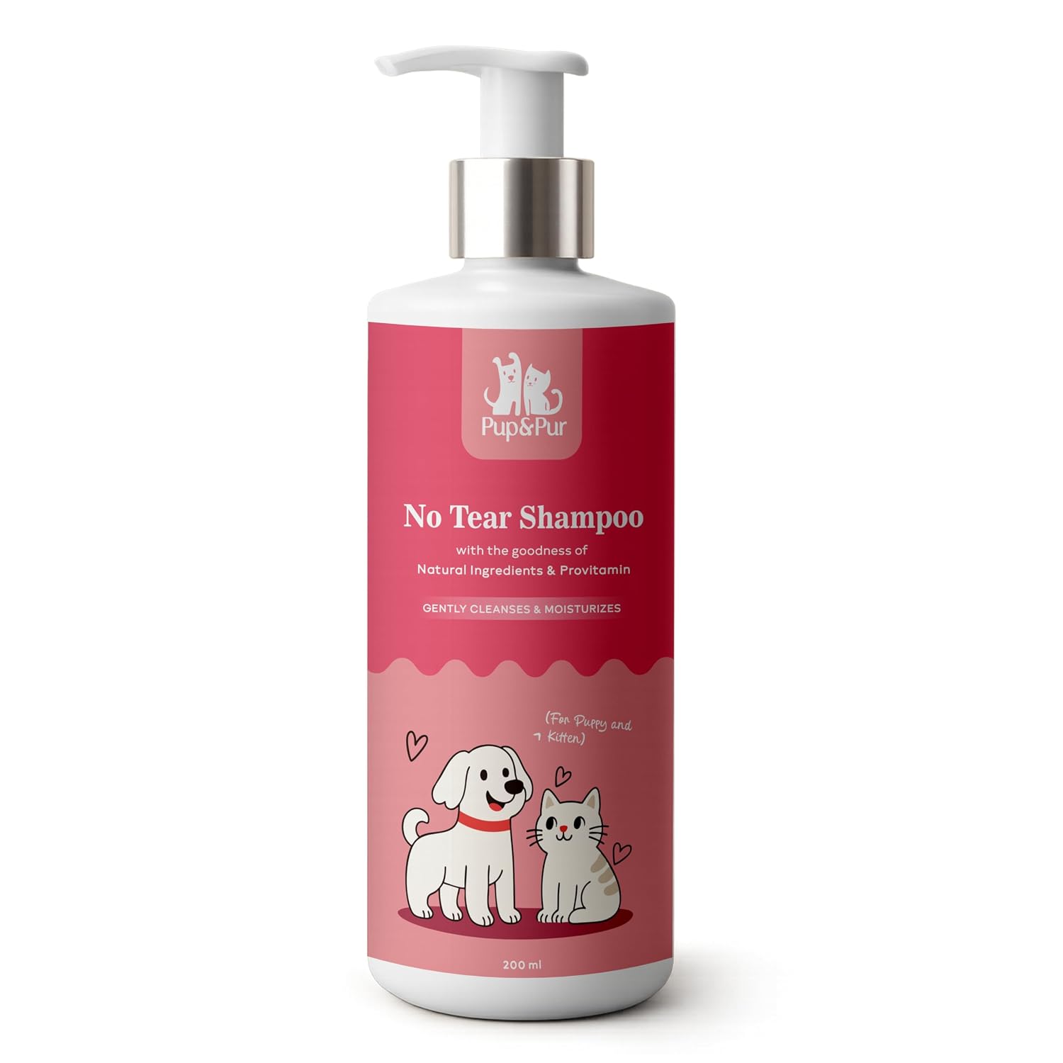 Pup & Pur’s No Tear Shampoo for Puppy and Kitten | Suited for Sensitive Skin | Gently cleanses and moisturizes | Made for Indian Pet Needs| Vol 200 ml