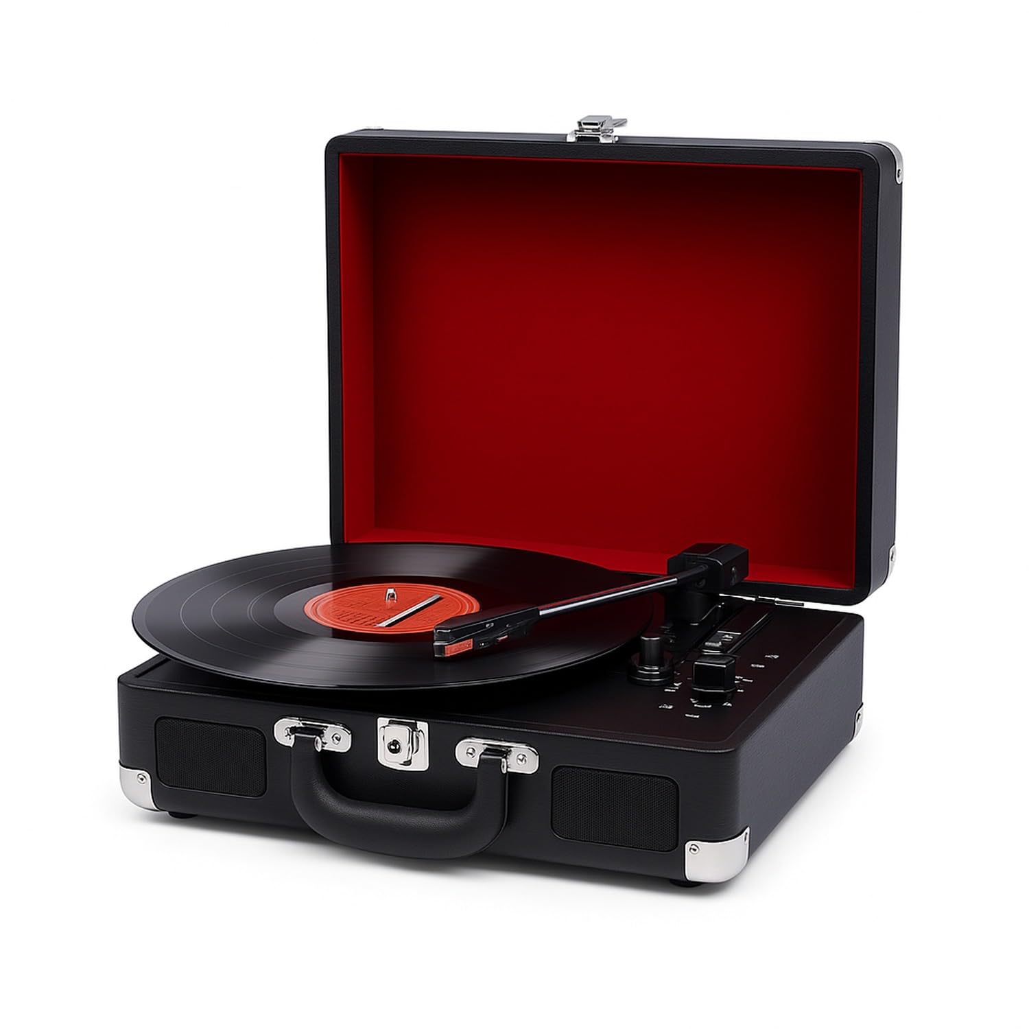 Hiniso T316 Vinyl Record Player with 2-Way Bluetooth | Portable 3-Speed Turntable with Built-in Speakers | Convert Vinyl/USB/SD to MP3 | AUX, RCA, Headphone Jack | Vintage Suitcase Design
