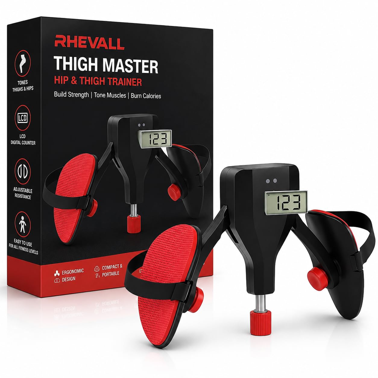 LED Thigh Master 10-35KG Adjustable Pelvic Floor Muscle Trainer Portable Kegel Exercise Device Women Men Exercise Equipment for Gym Workout-Multi Color (A-5)