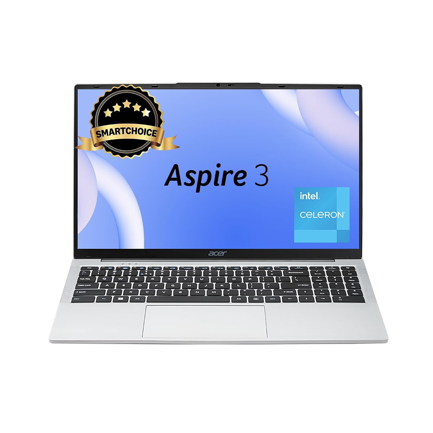 Acer Aspire 3, Intel Core Celeron N4500, 12GB LPDDR4X RAM, 512GB SSD, HD, 15.6″/39.62cm, Windows 11 Home, Pure Silver, 1.5KG, A325-45, Thin and Light Laptop