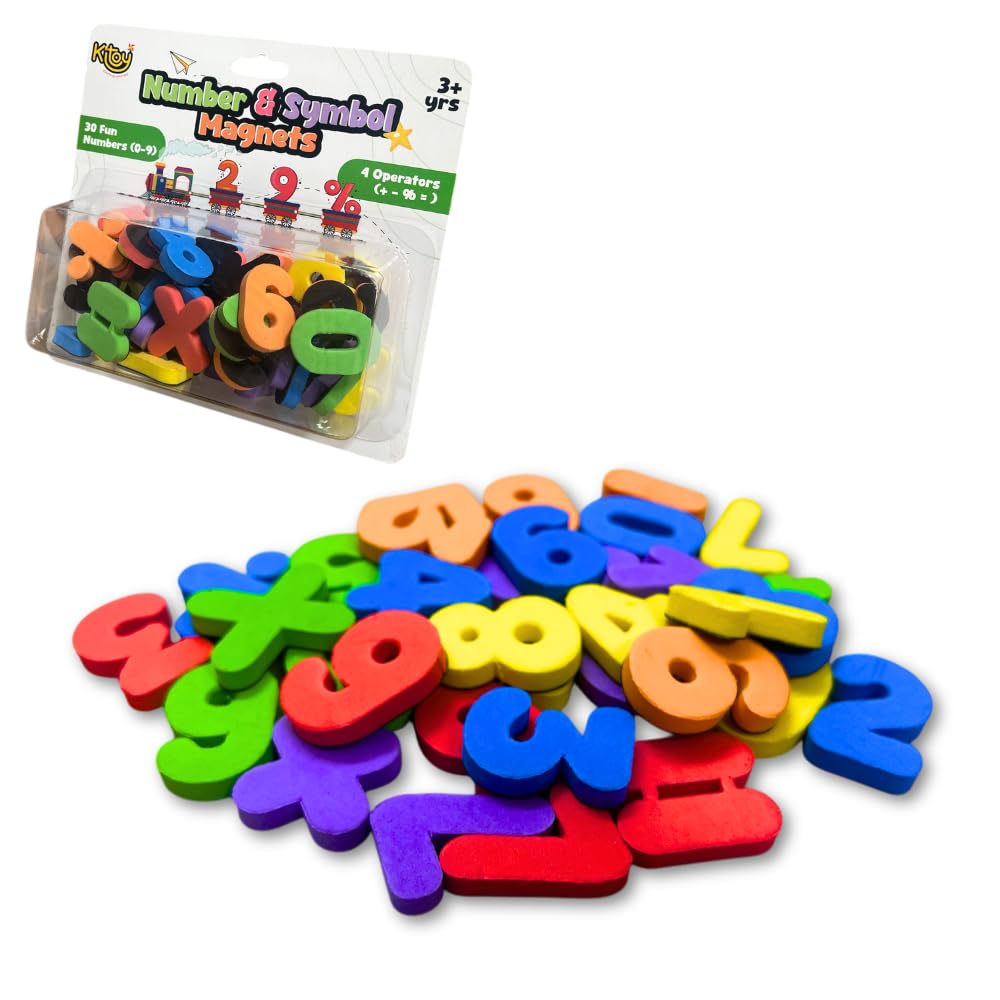 Number and Symbol Magnets -35 Total Magnets | 30 Numbers and 5 Operator Fridge Magnets | Colorful ABC Educational Toy Set Preschool Learning Counting & Problem Solving