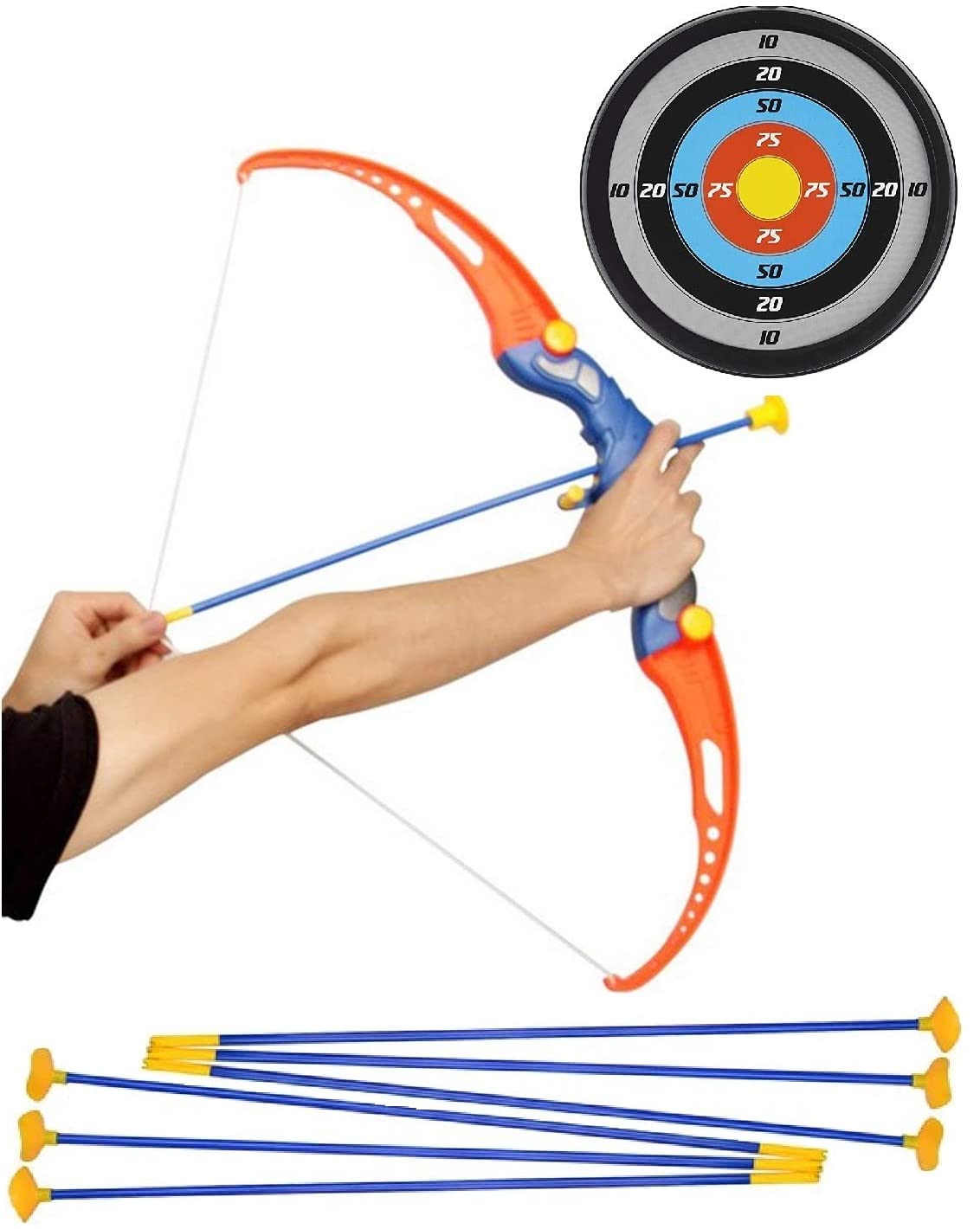 SUPER TOY Kids Bow & Arrow Toy Archery Set with Target Board for Boys – 6 Teer Dhanush Kaman for 4 5 6 + Years Old