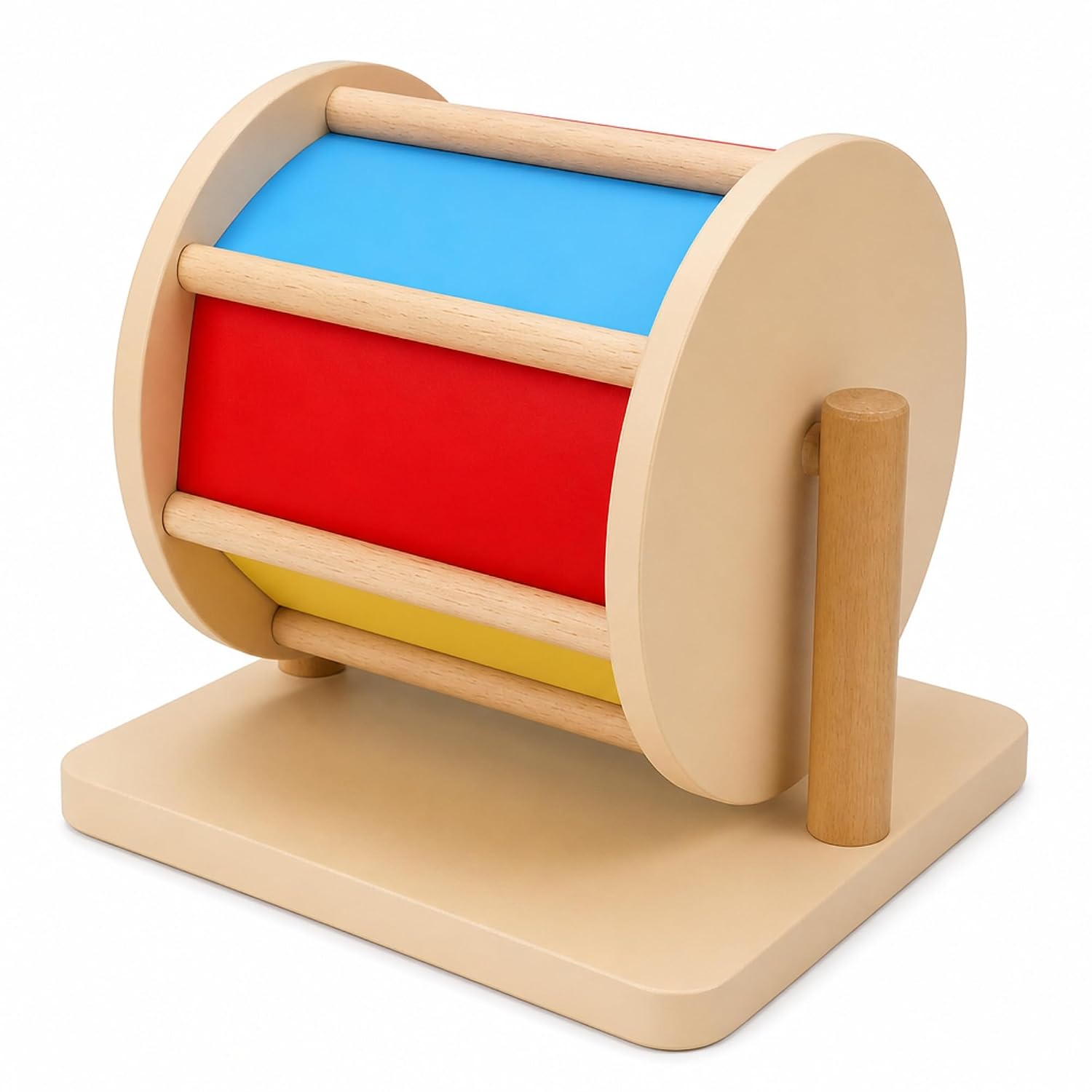 Tantrums Wooden Rainbow Wheel Montessori Spinning Drum Toy for Infants | Develops Hand-Eye Coordination & Motor Skills | Multicolour