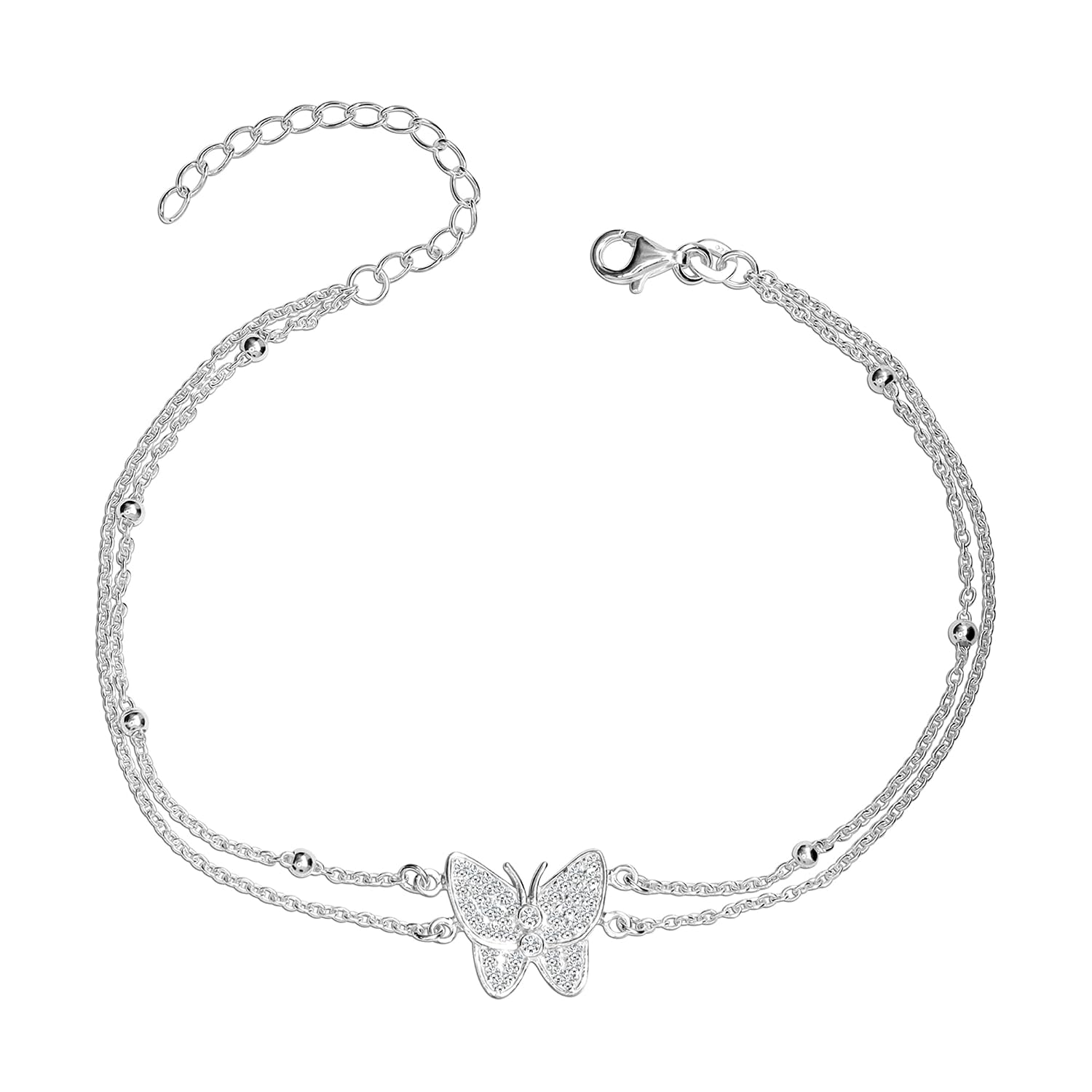 TRUESILVER ACPL 925 Sterling Silver Anklets for Women | BIS Hallmarked Adjustable Chain Anklet with Charms | Beach Foot Jewelry | 1 Piece