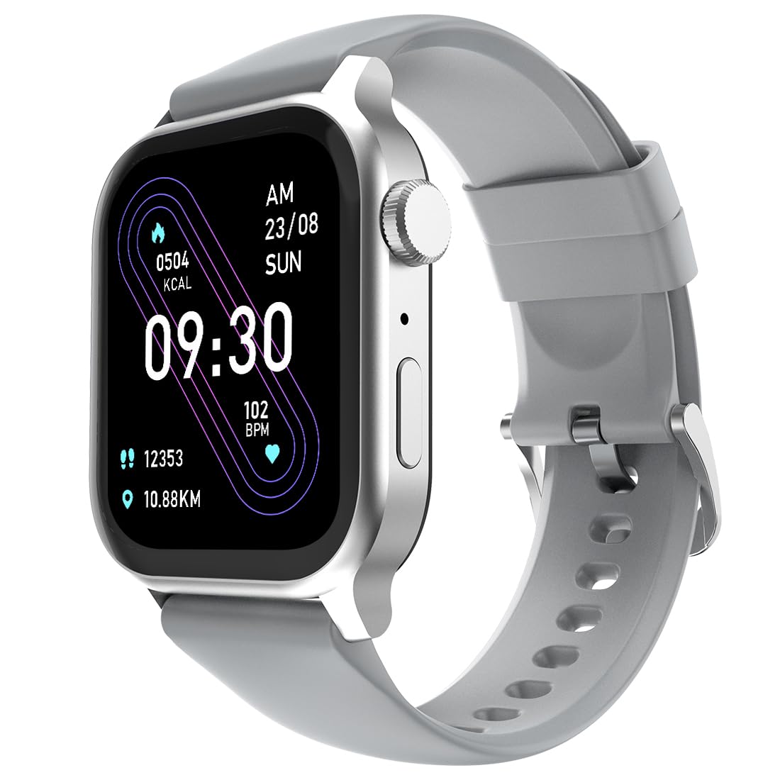 Fire‑Boltt Rise Smart Watch 1.85″ HD Display with Bluetooth Calling, AI Voice Assistant, Rotating Crown, SpO2 & Heart Rate Monitor, 120+ Sports Modes,IP67 Waterproof Smart Watch for Men & Women – Grey