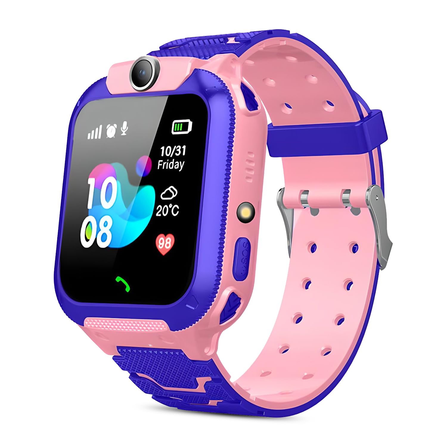 GameSir Kids Smartwatch for Boys & Girls, Men & Women, Sim Card Support, Location Tracker/GPS System, Camera, Video,Notification,Alarm, Waterproof, Calling Smart Watch-Pink