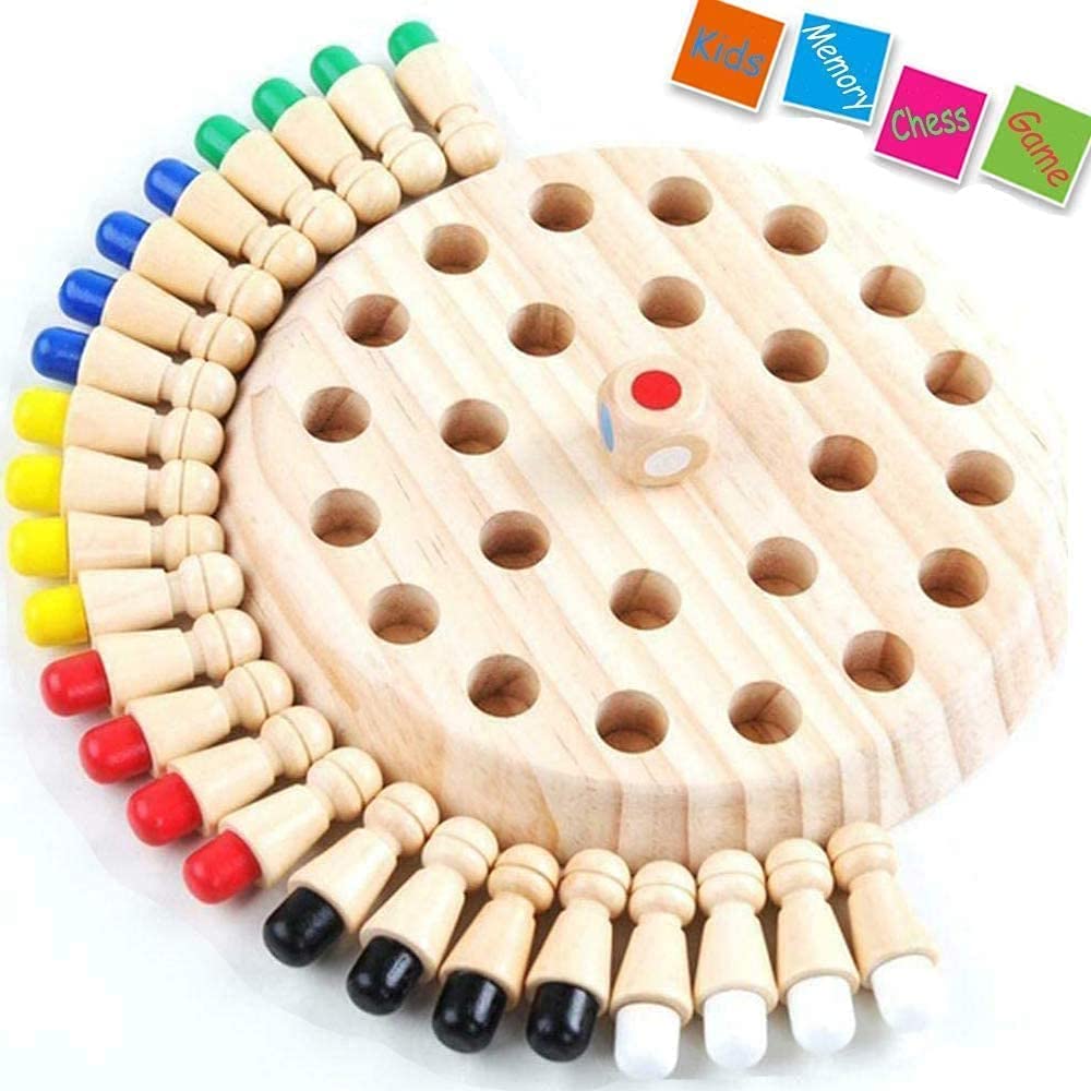 SHINETOY Wooden Memory Match Stick Chess Game – Colorful Matching Block Board Game for Kids | Early Educational Brain Training Toy | Fun Family Strategy Game for Boys & Girls Ages 3+