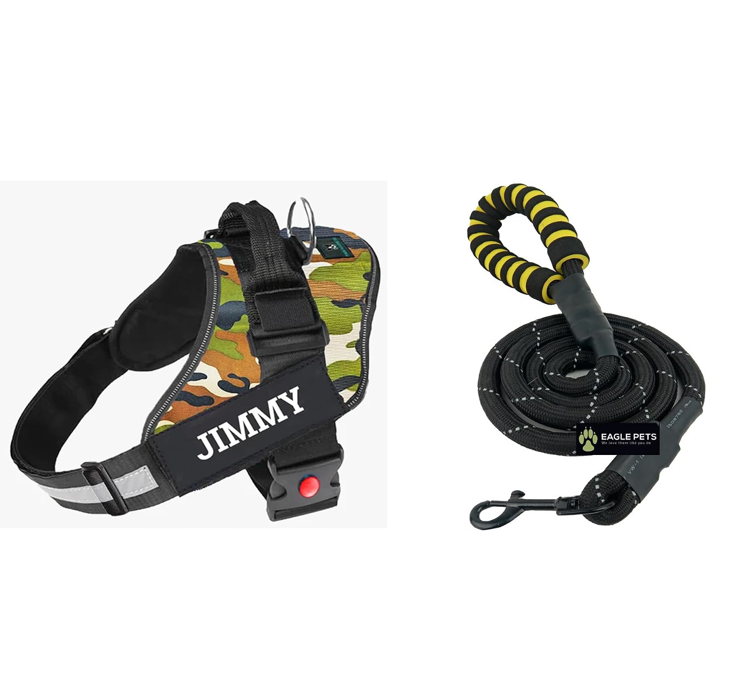 Customized Dog Vest Harness with Pet Name, Personalized Dog Belt with Dog Name, No Pull Harness Reflective Vest Harness Belt Adjustable (Camouflage – Combo, XS)
